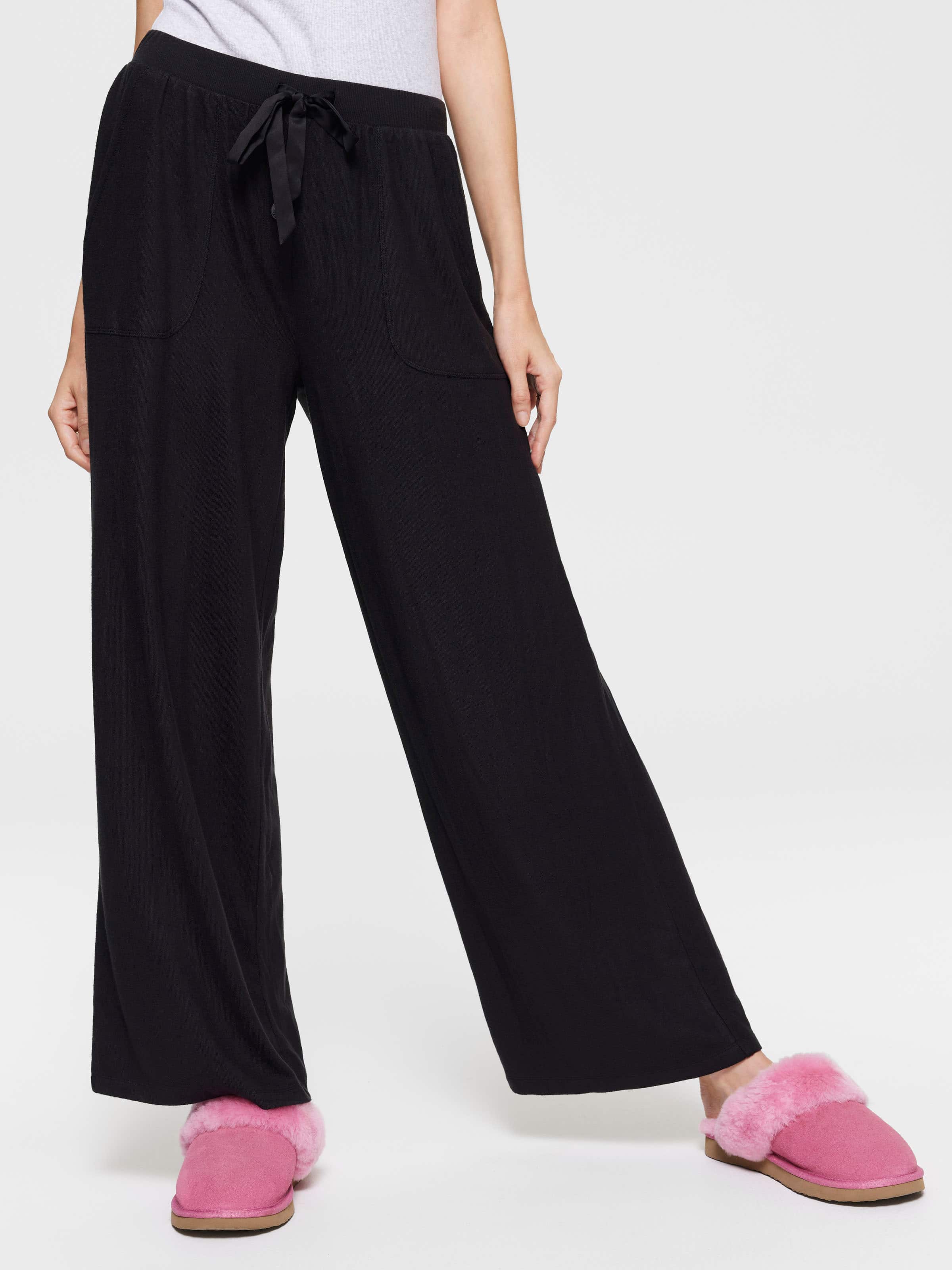 Image for Black Plush Wide Leg Pj Bottom from Peter Alexander