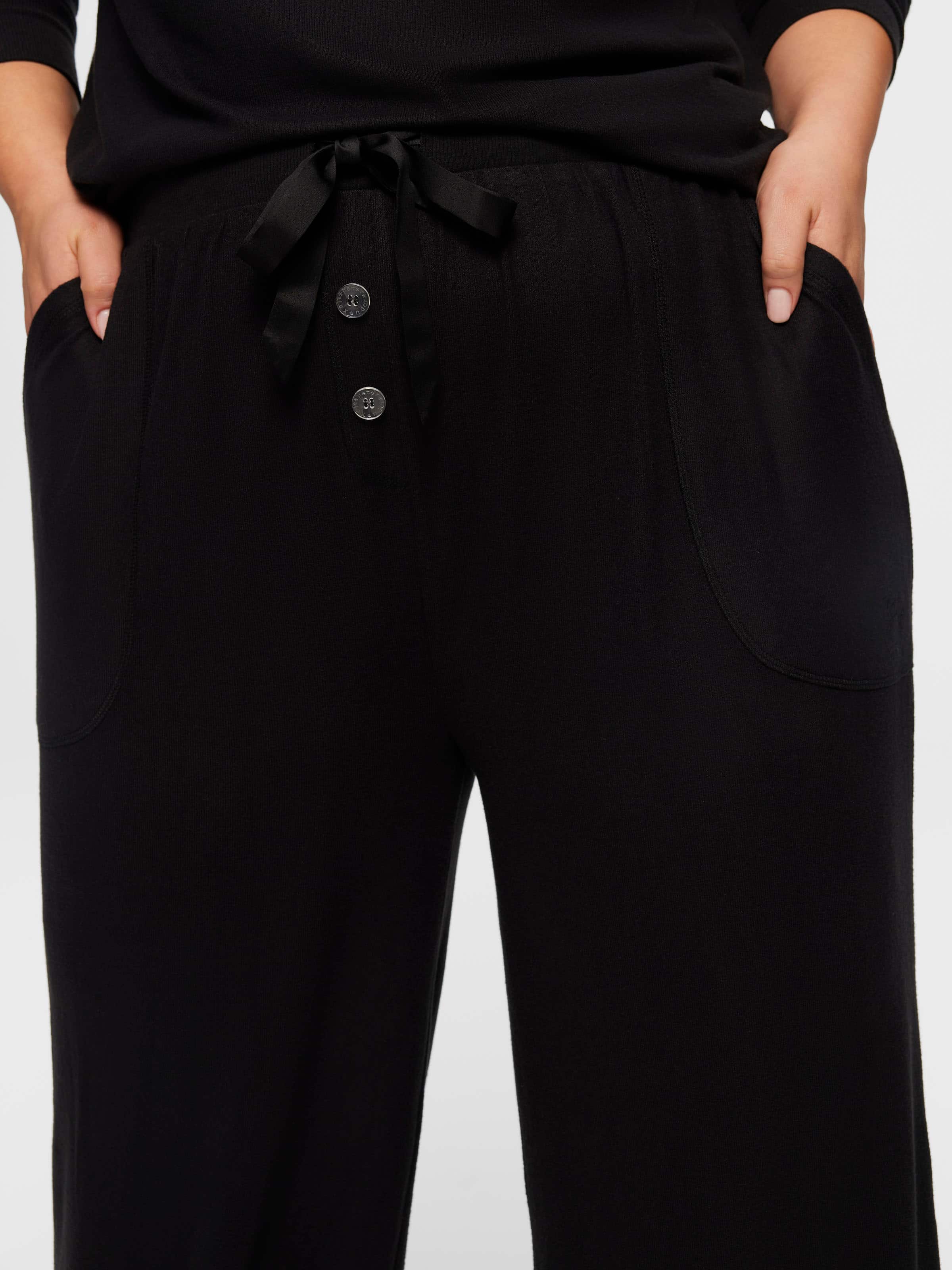 P.A. Plus Black Plush Wide Leg Pj Bottom