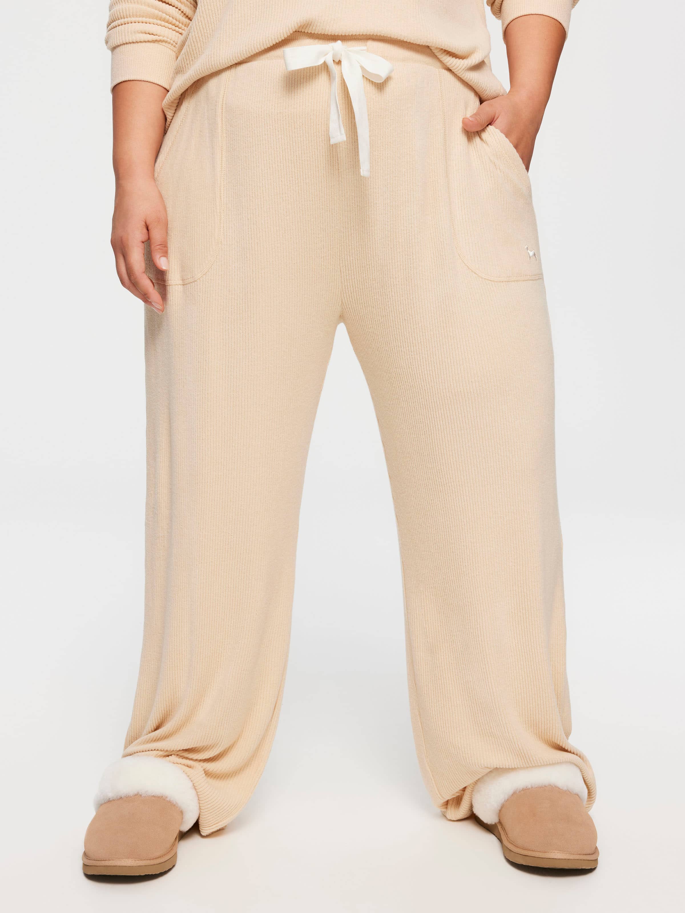 P.A. Plus Caramel Rib Wide Leg Pj Bottom