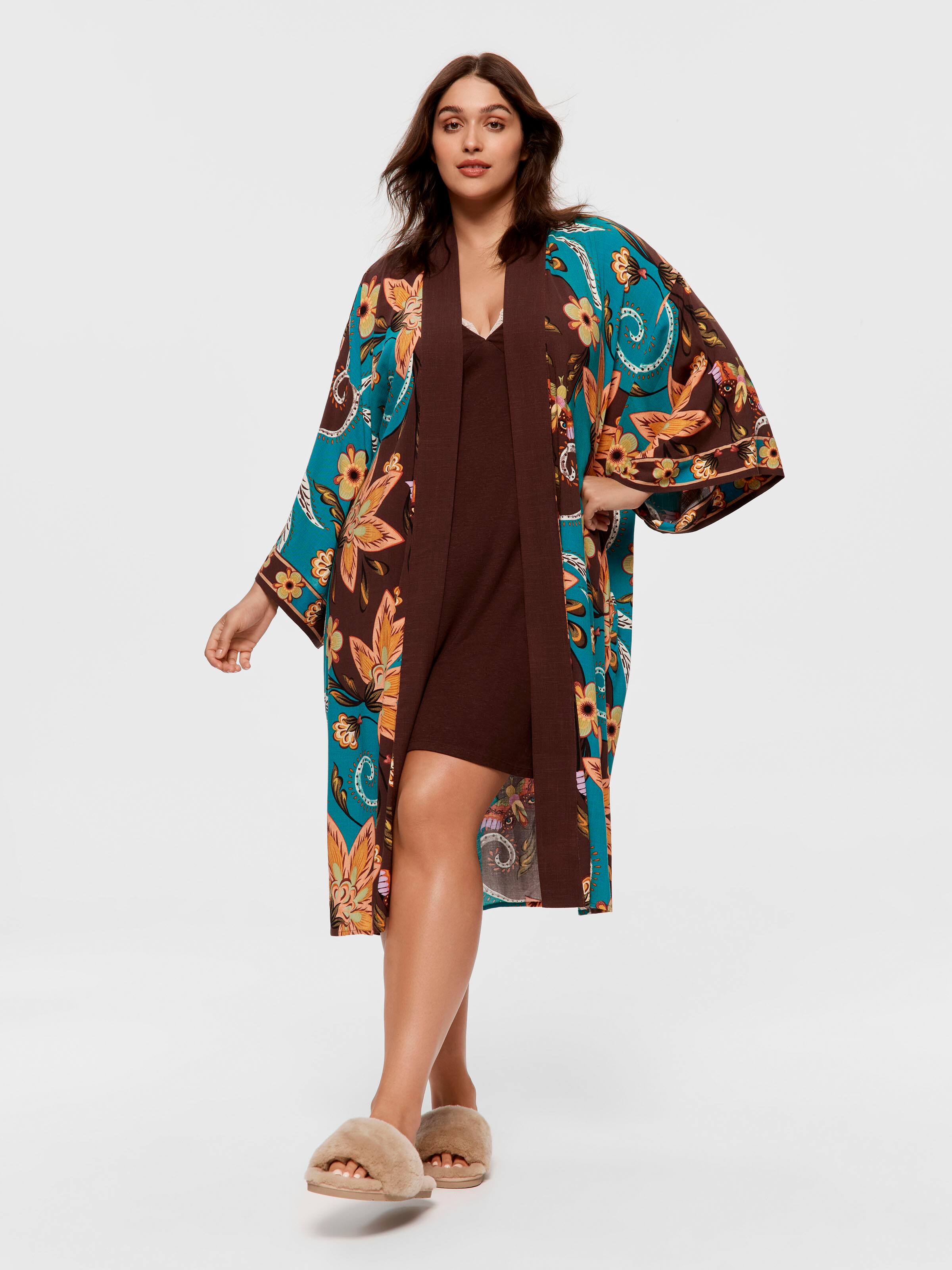 Image for P.A. Plus Wallpaper Kimono Dressing Gown from Peter Alexander