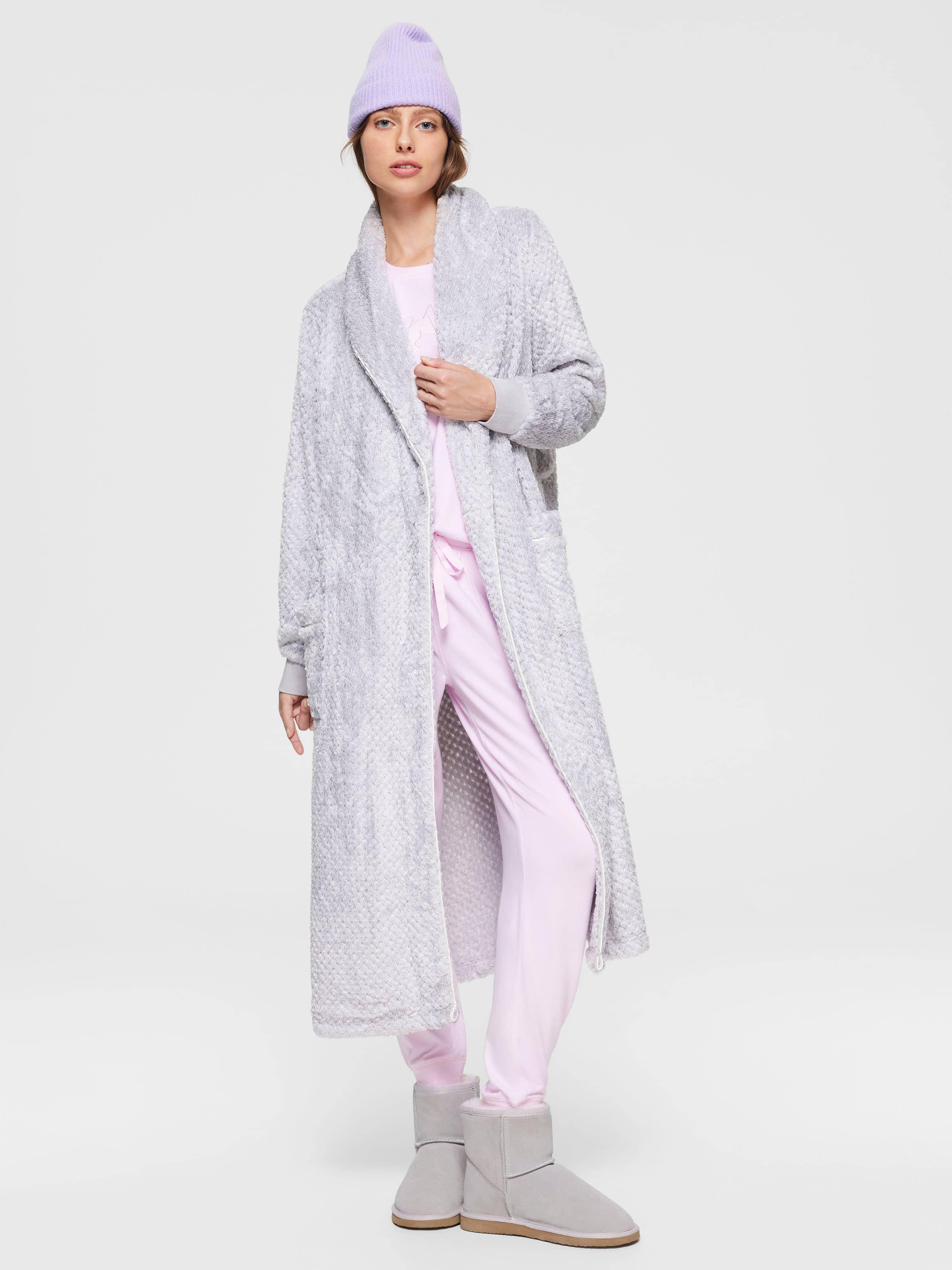 Grey Marle Jacquard Dressing Gown