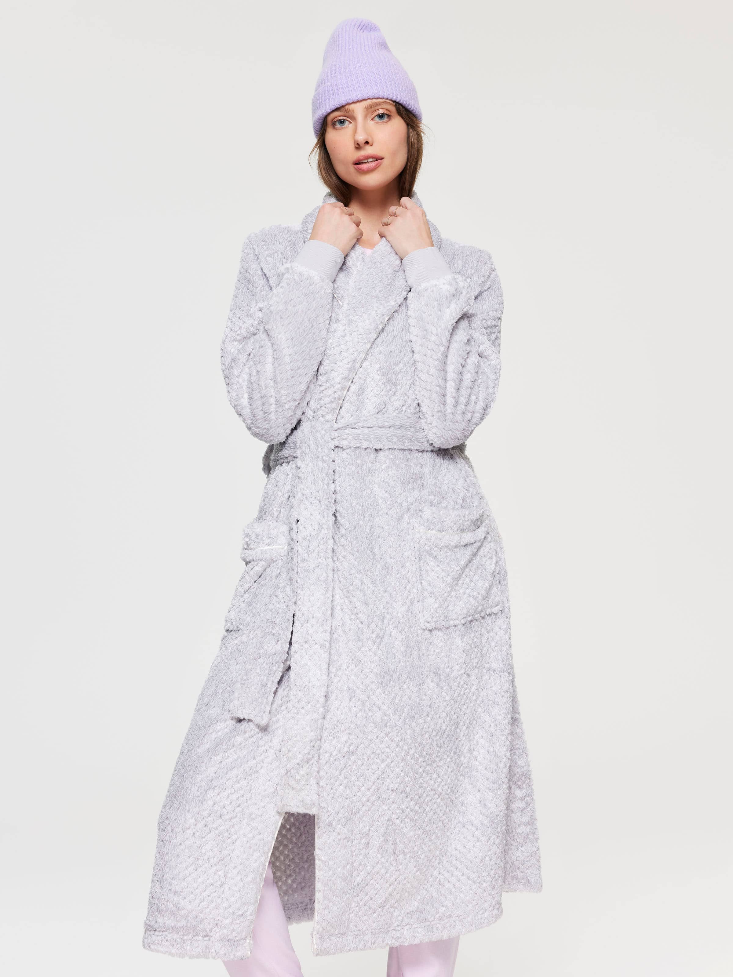 Grey Marle Jacquard Dressing Gown