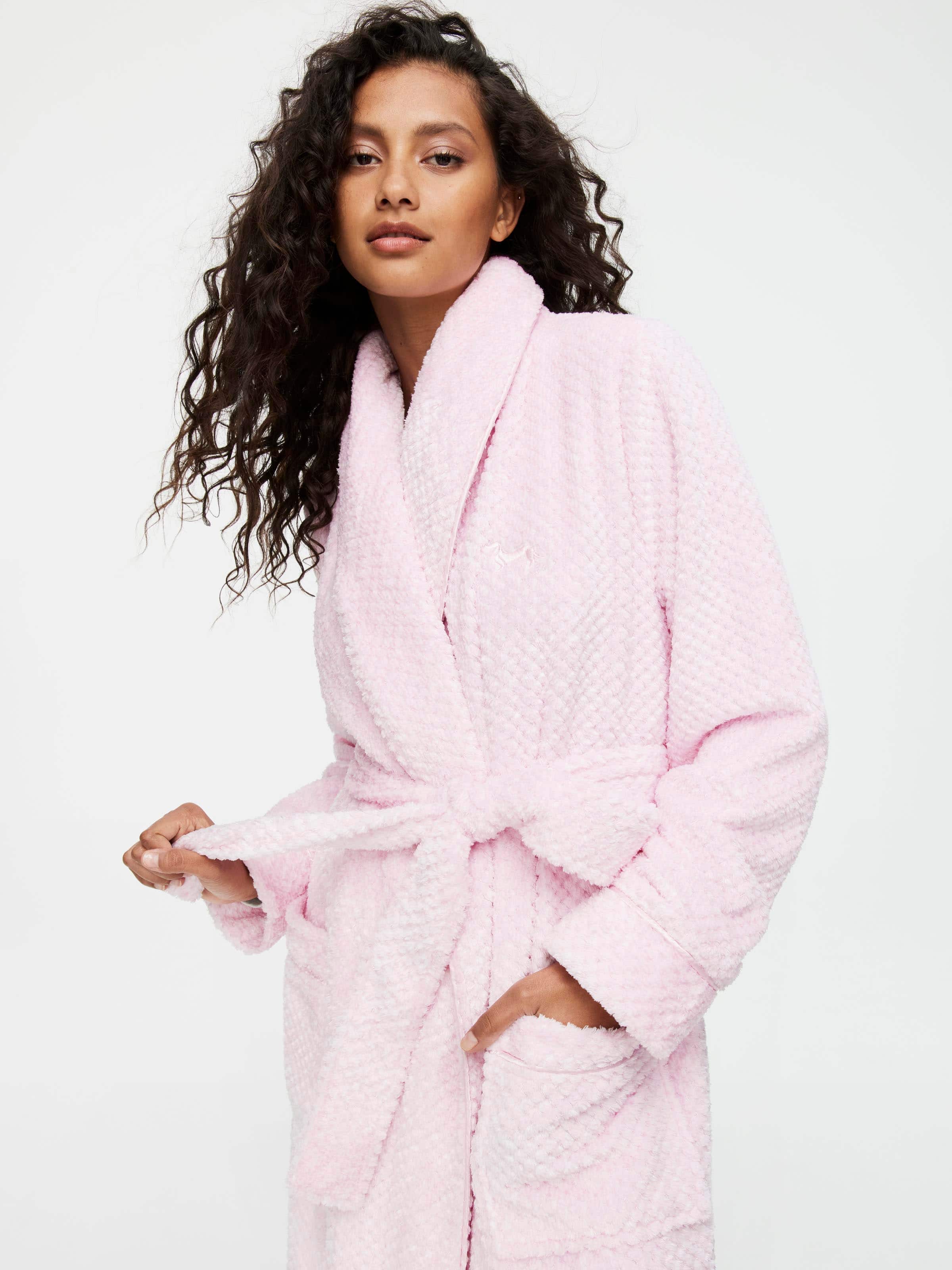 Pink Jacquard Long Dressing Gown