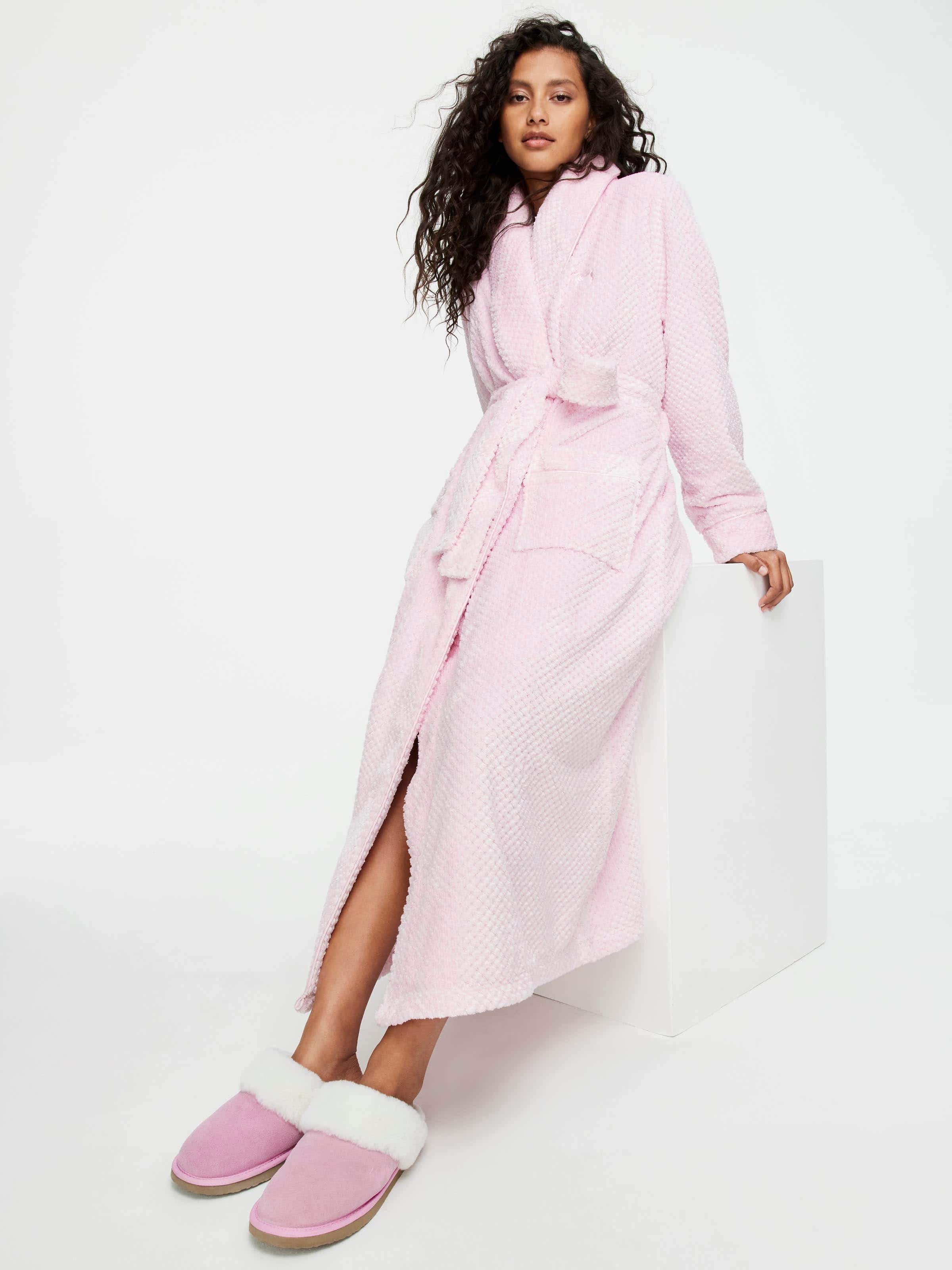 Pink Jacquard Long Dressing Gown