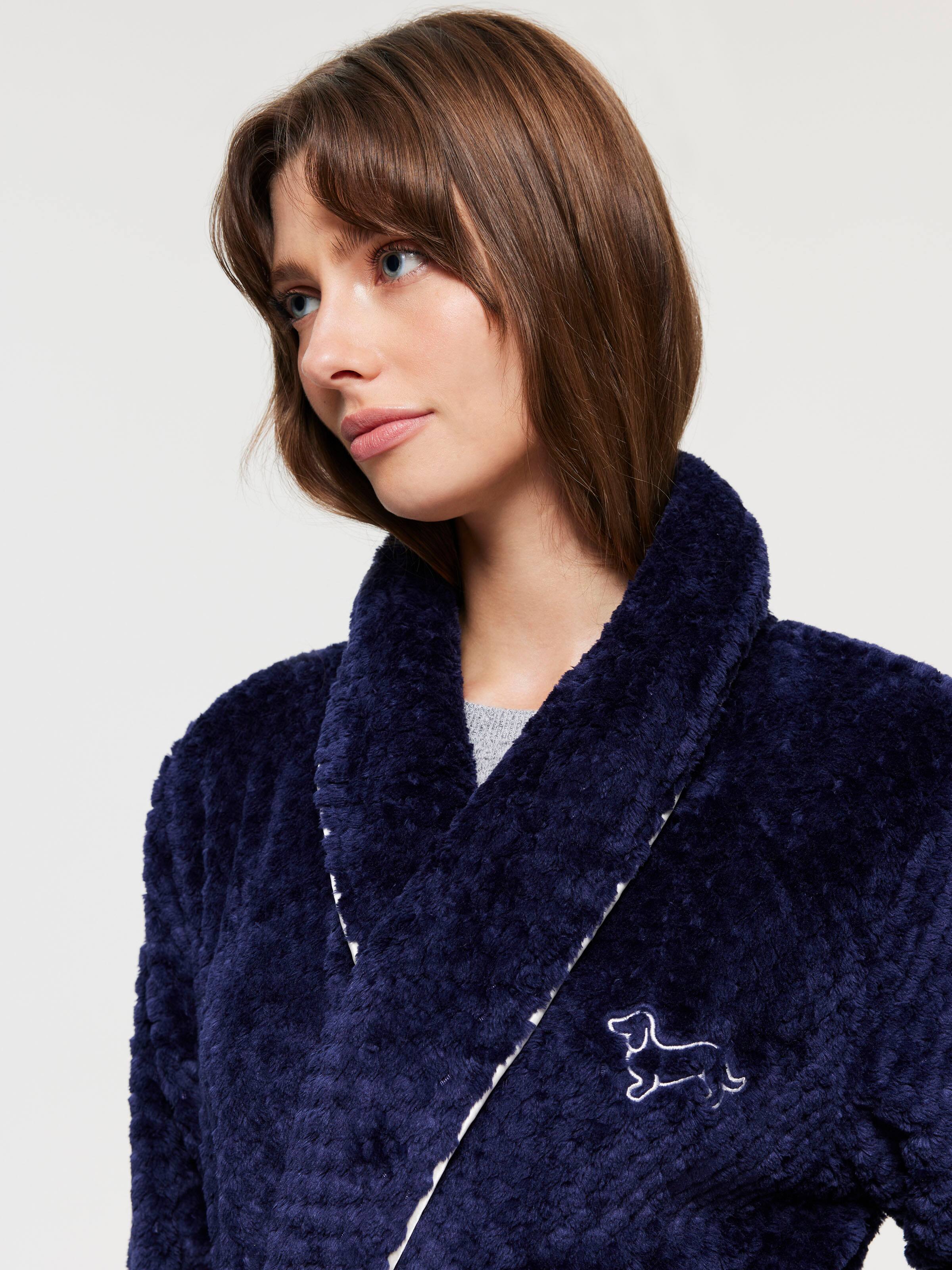 Navy Jacquard Dressing Gown