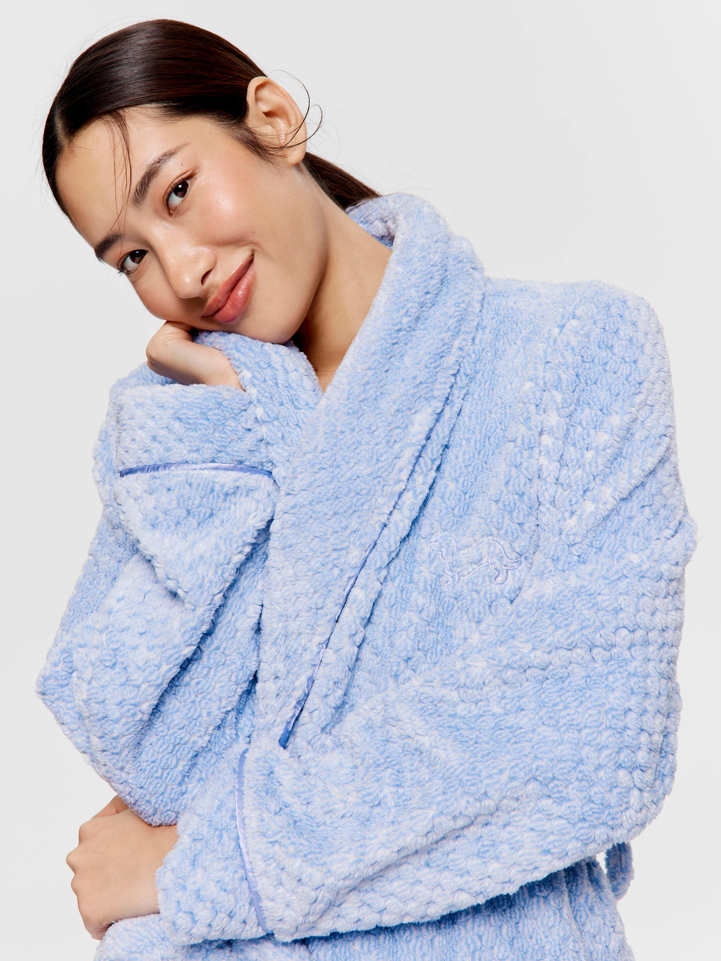 Cornflower Blue Jacquard Dressing Gown