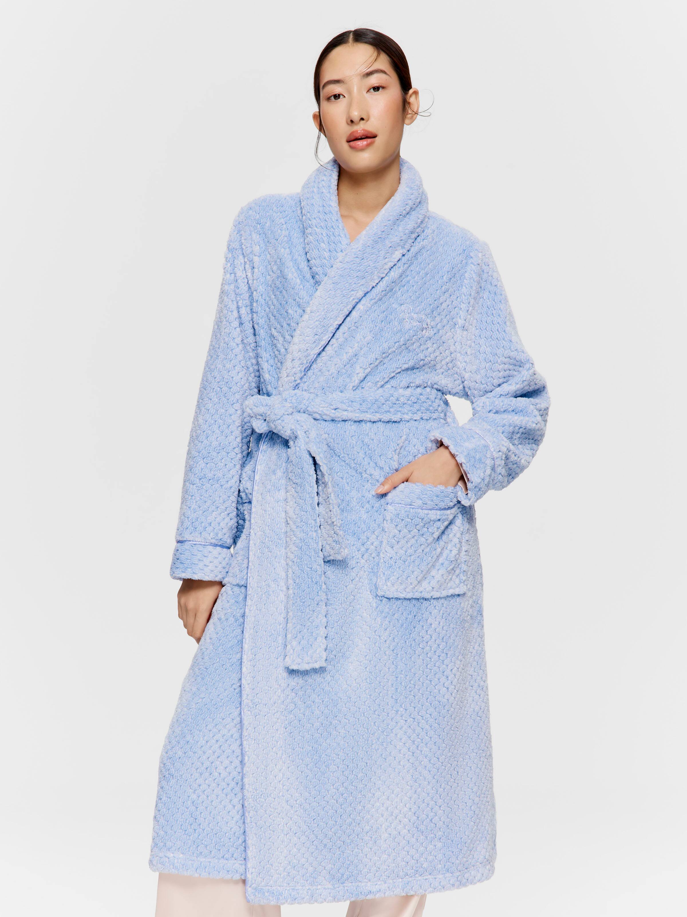 Cornflower Blue Jacquard Dressing Gown
