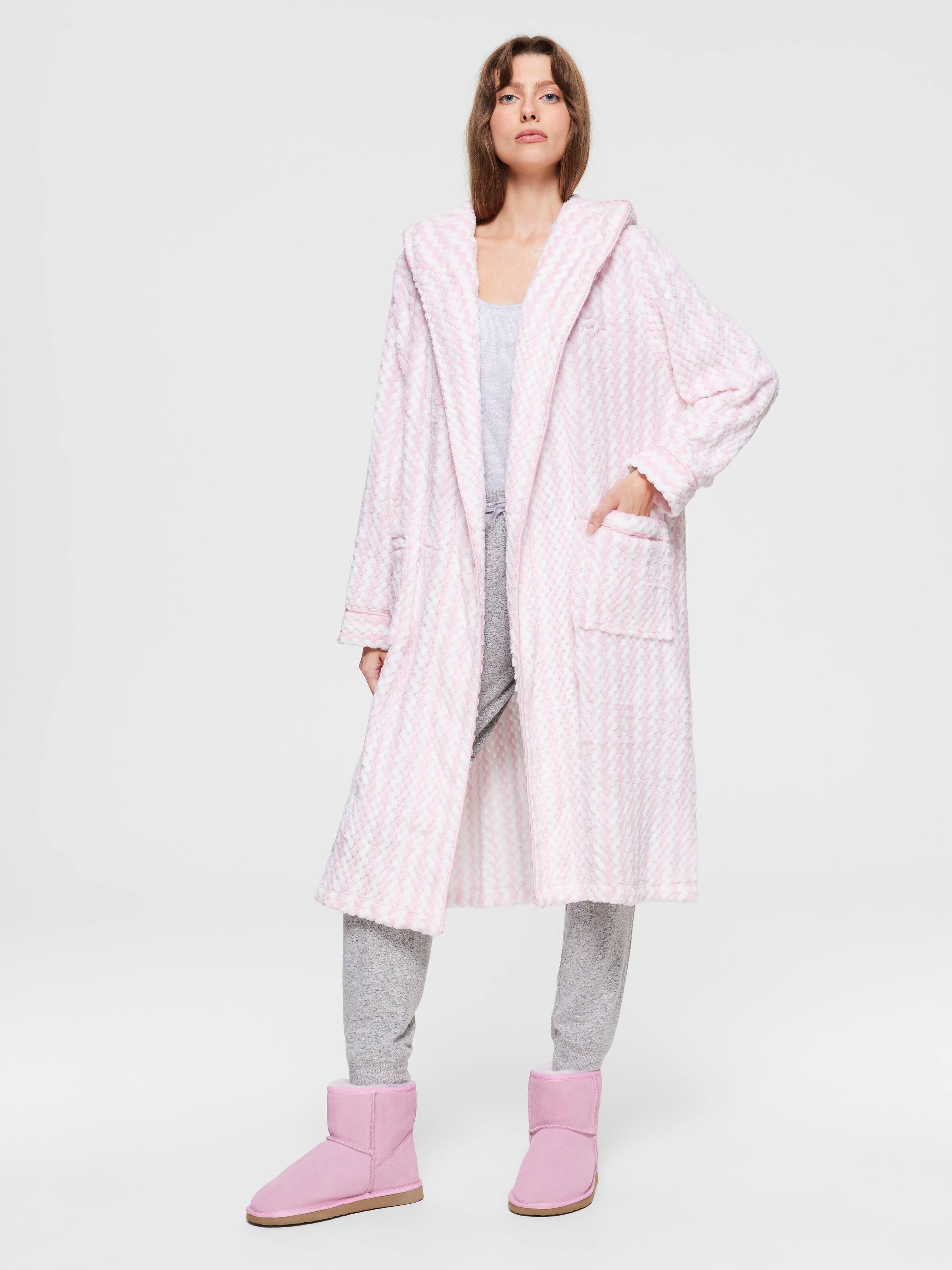 Stripe Hooded Dressing Gown