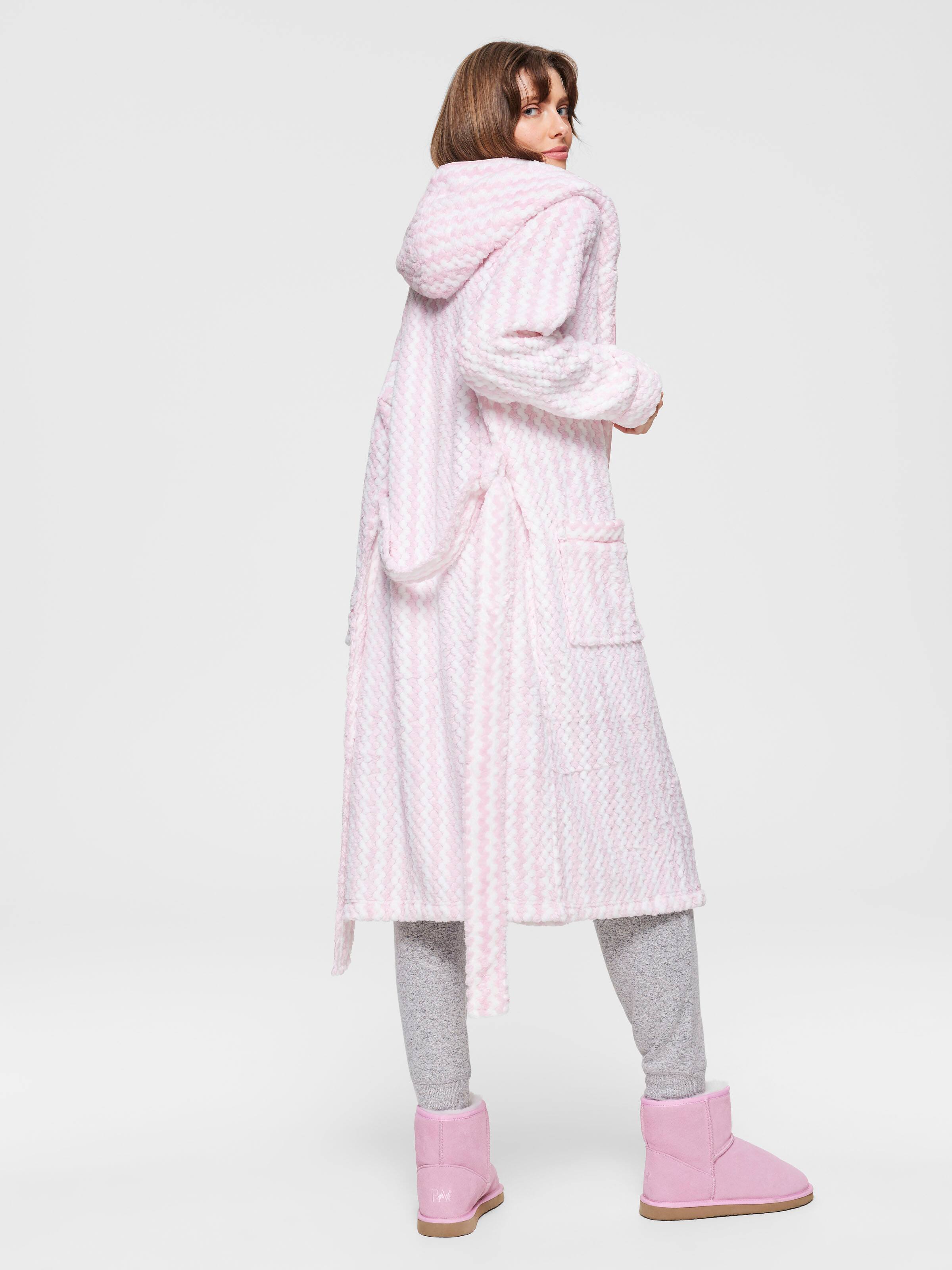 Stripe Hooded Dressing Gown