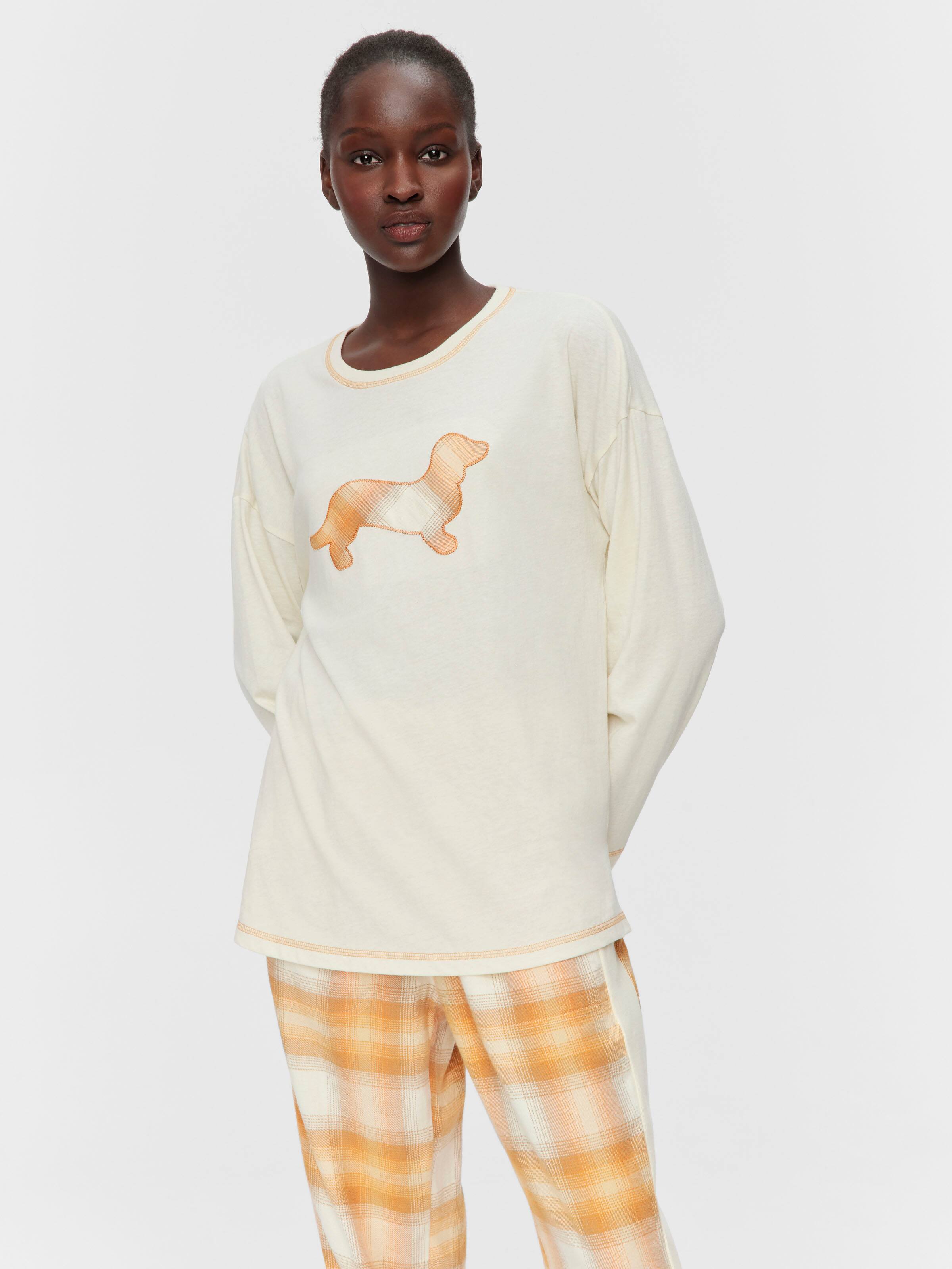 Contrast Penny 100% Cotton Oversized Long Sleeve Top