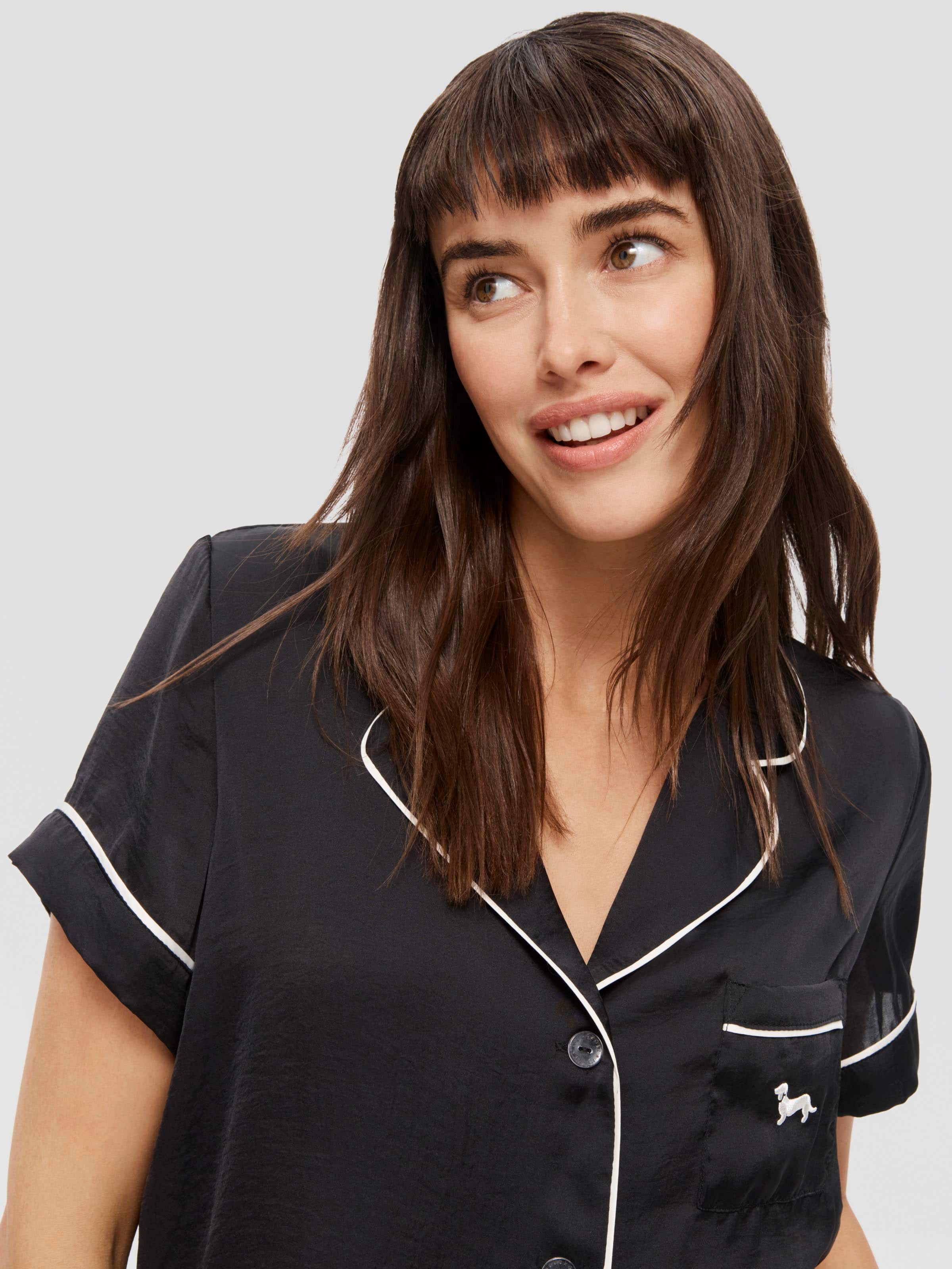 Image for Black Chic Satin Pj Set from Peter Alexander