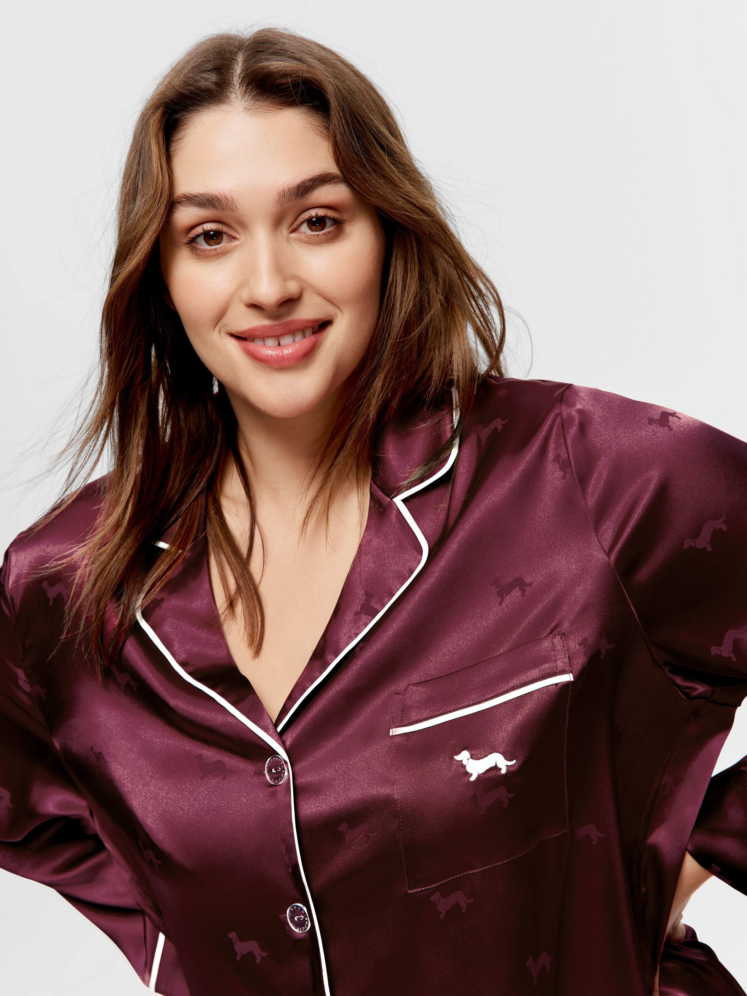 P.A. Plus Berry Satin Pj Set