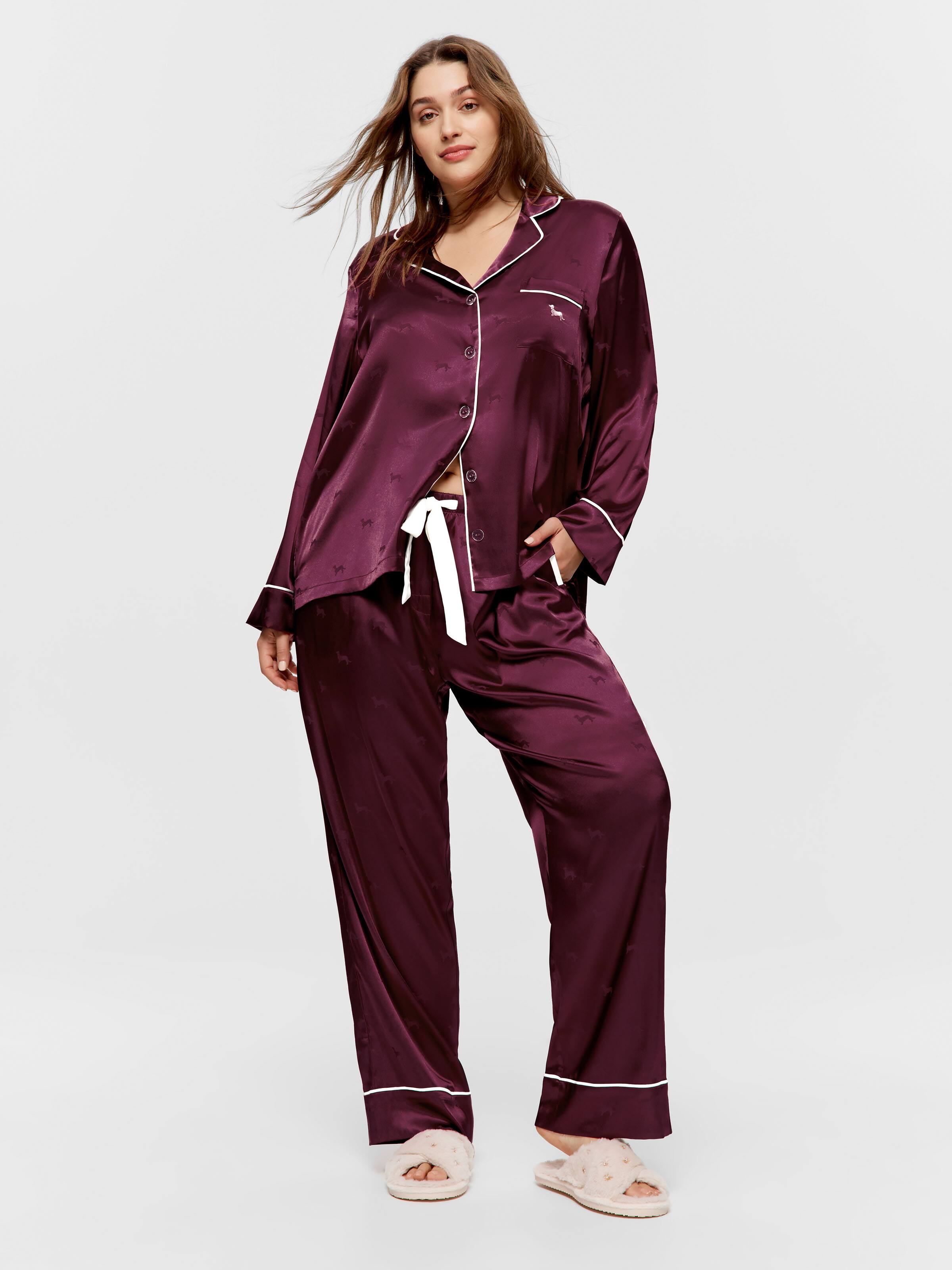 P.A. Plus Berry Satin Pj Set