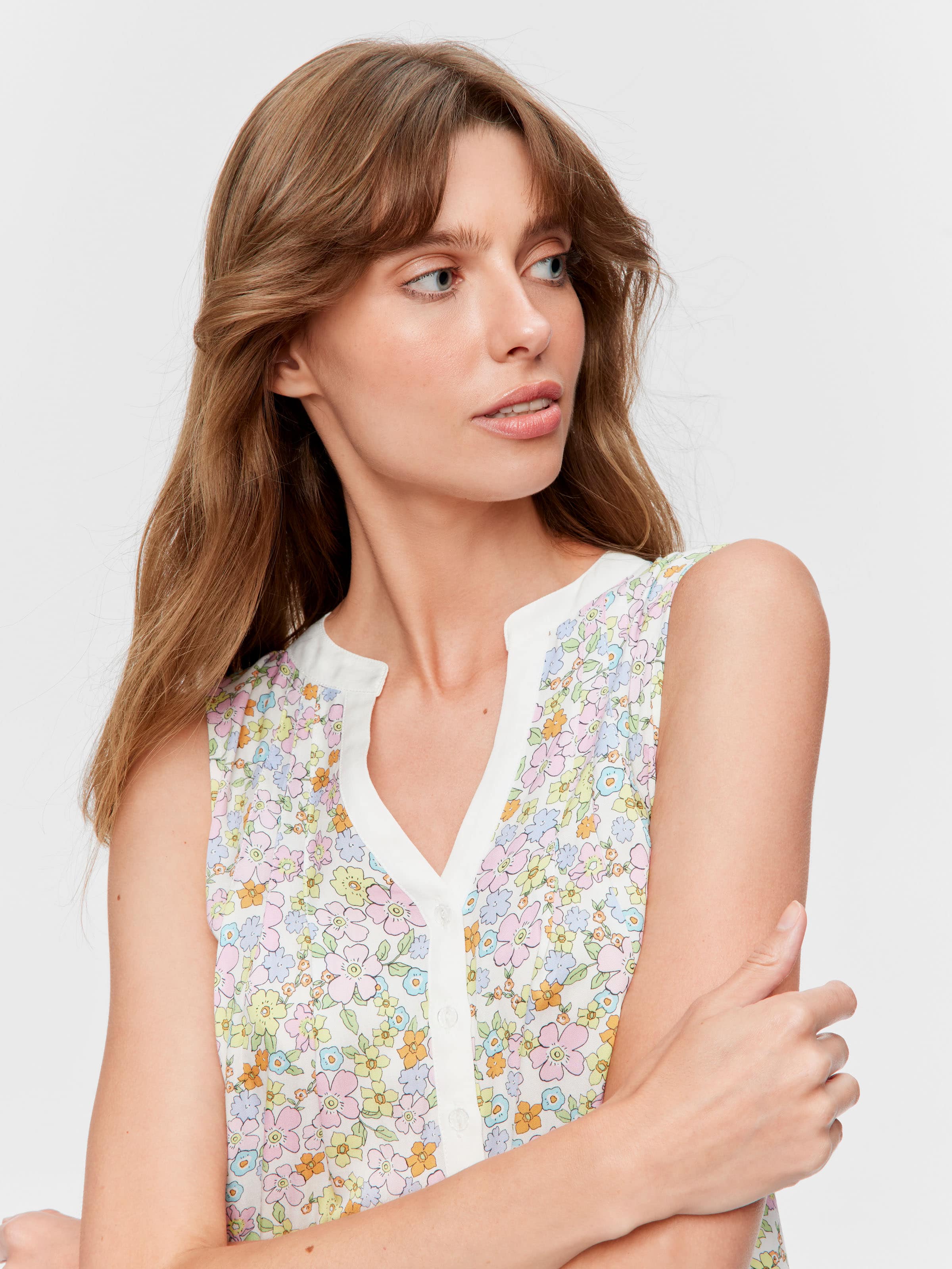 Ditsy Sleeveless Henley Nightie