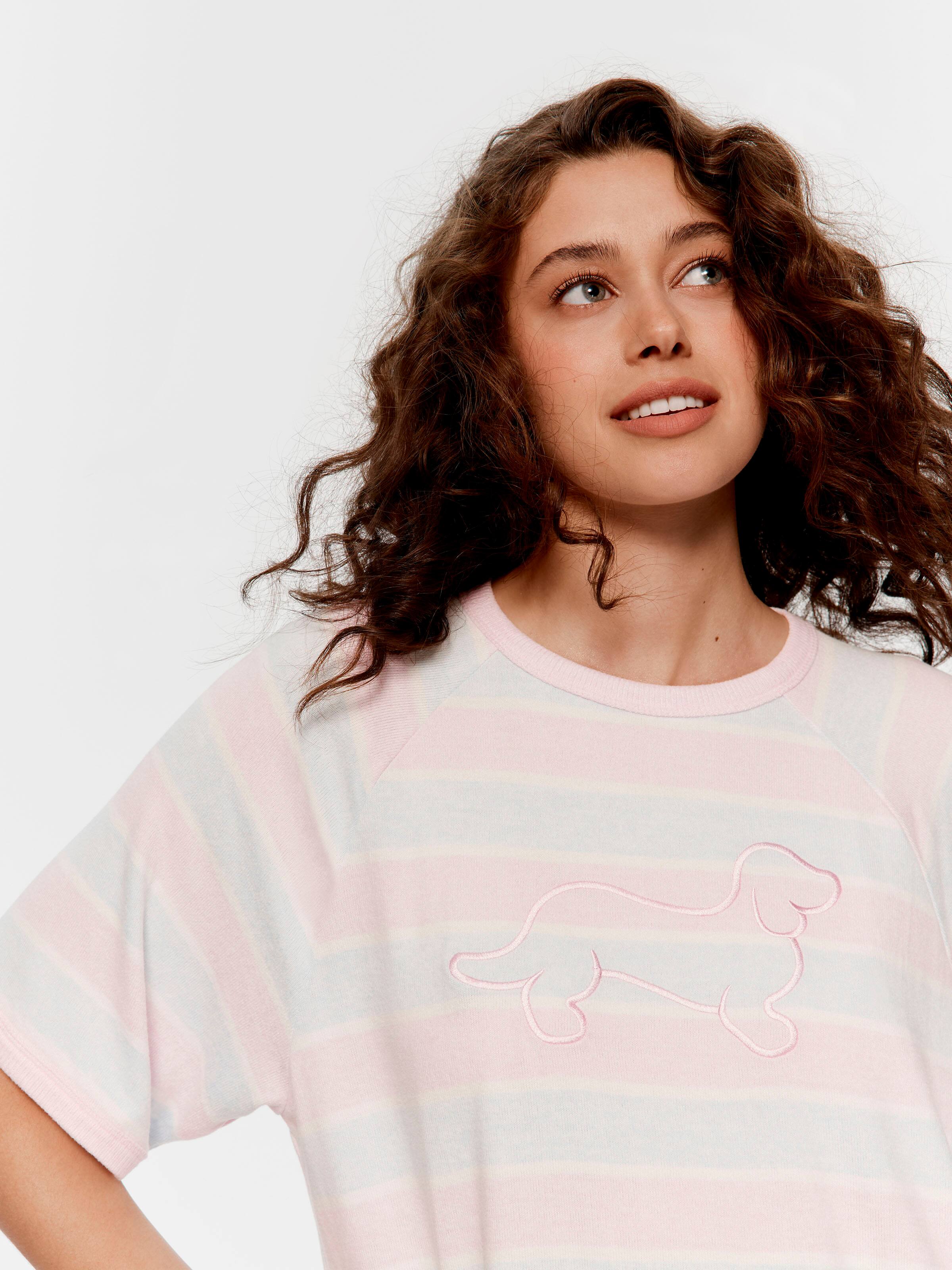 Penny Stripe Fuzzy Oversized Tshirt