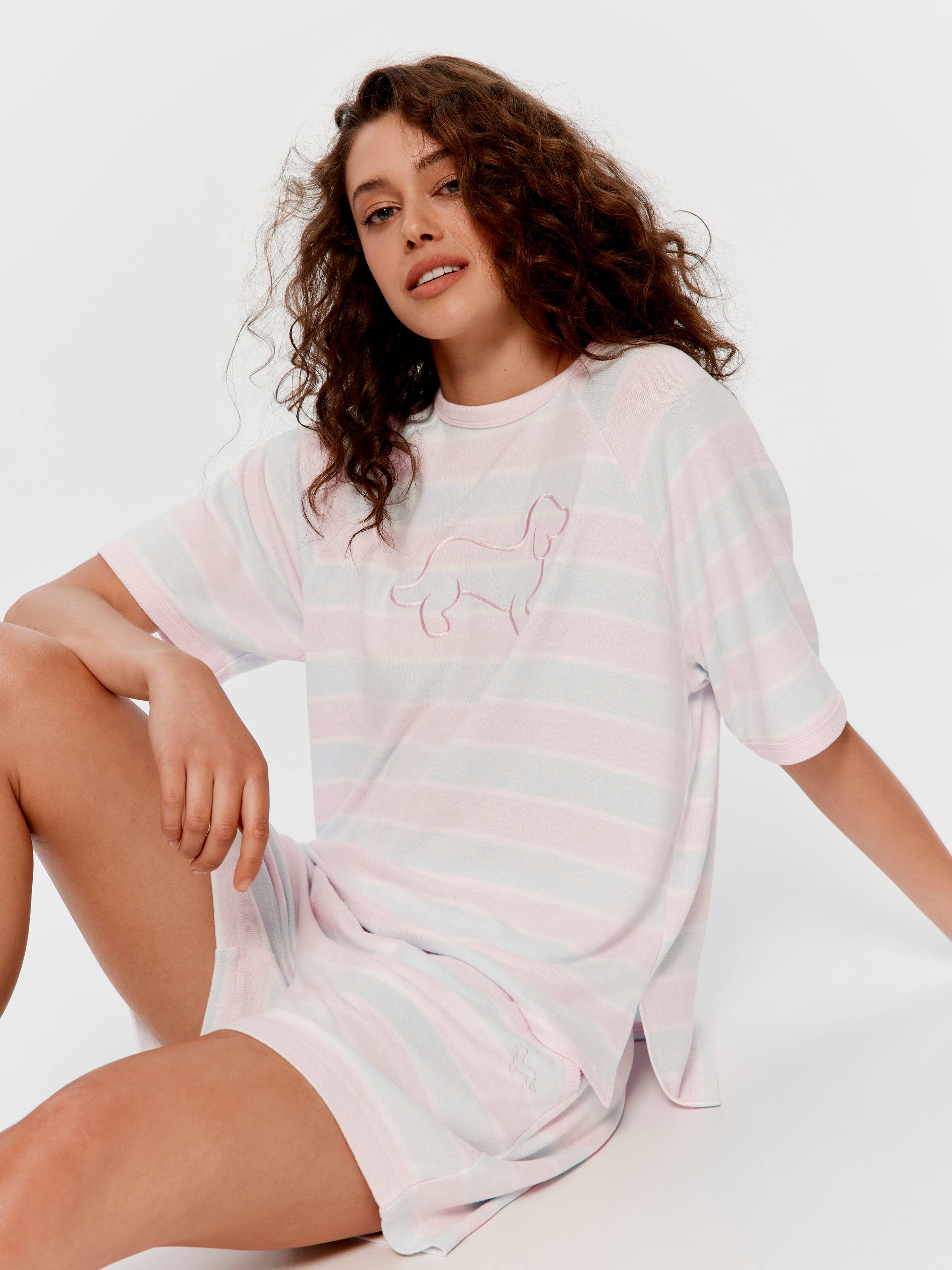 Penny Stripe Fuzzy Oversized Tshirt