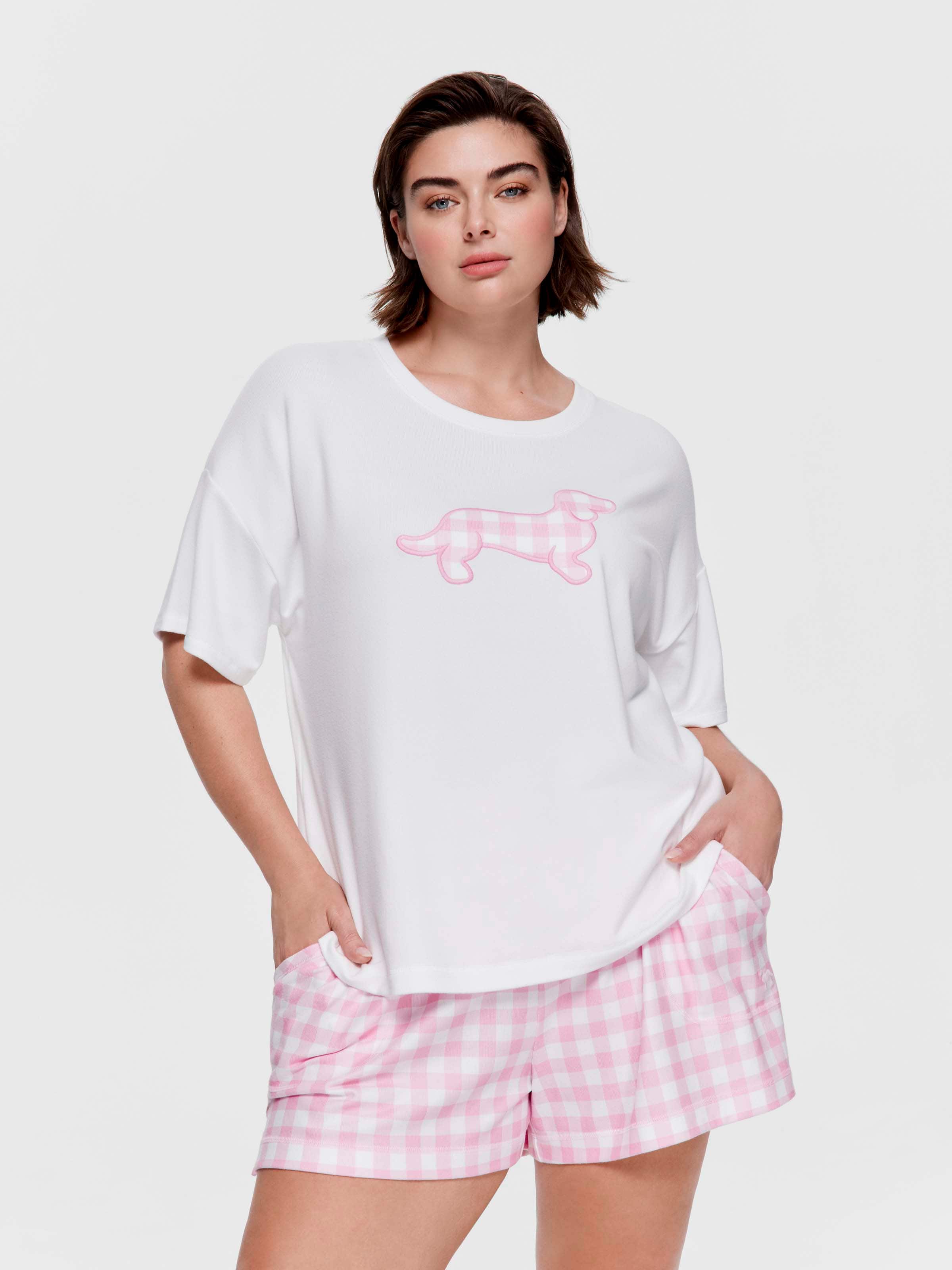 P.A. Plus Pink Plush Gingham Tshirt