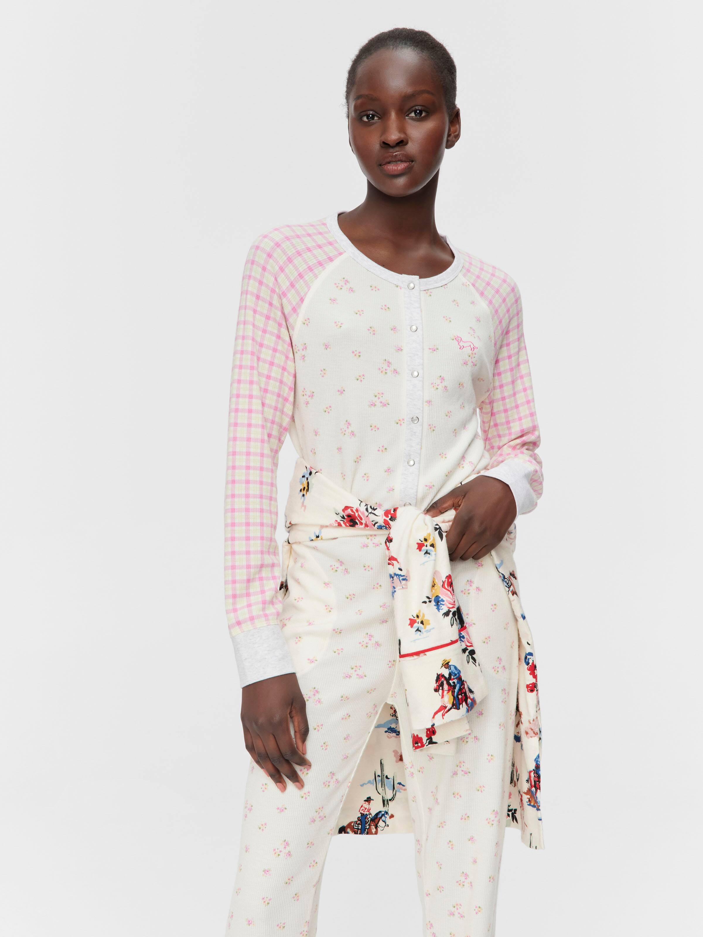 Waffle Contrast Print Onesie