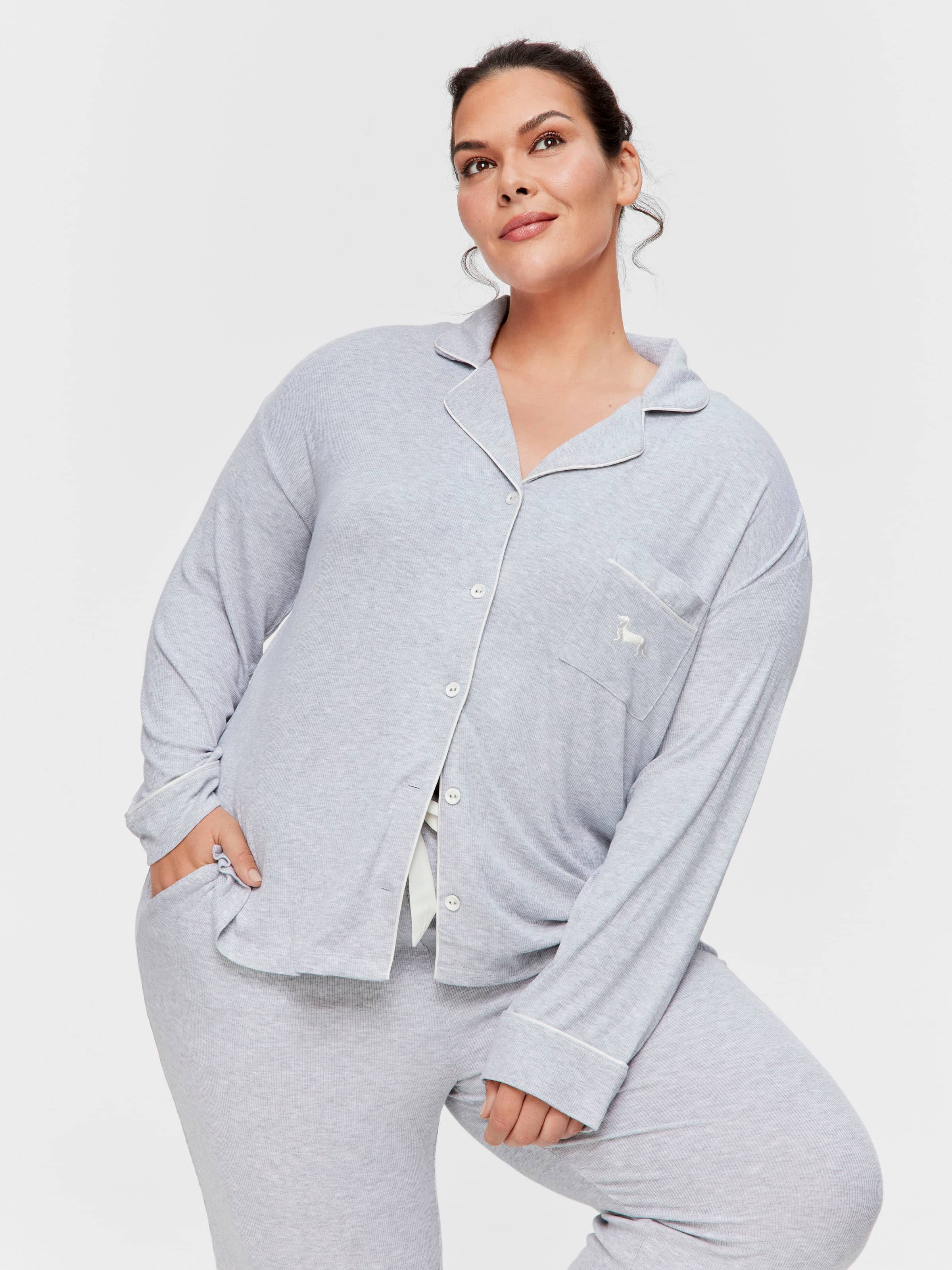 P.A. Plus Grey Rib Long Pj Set