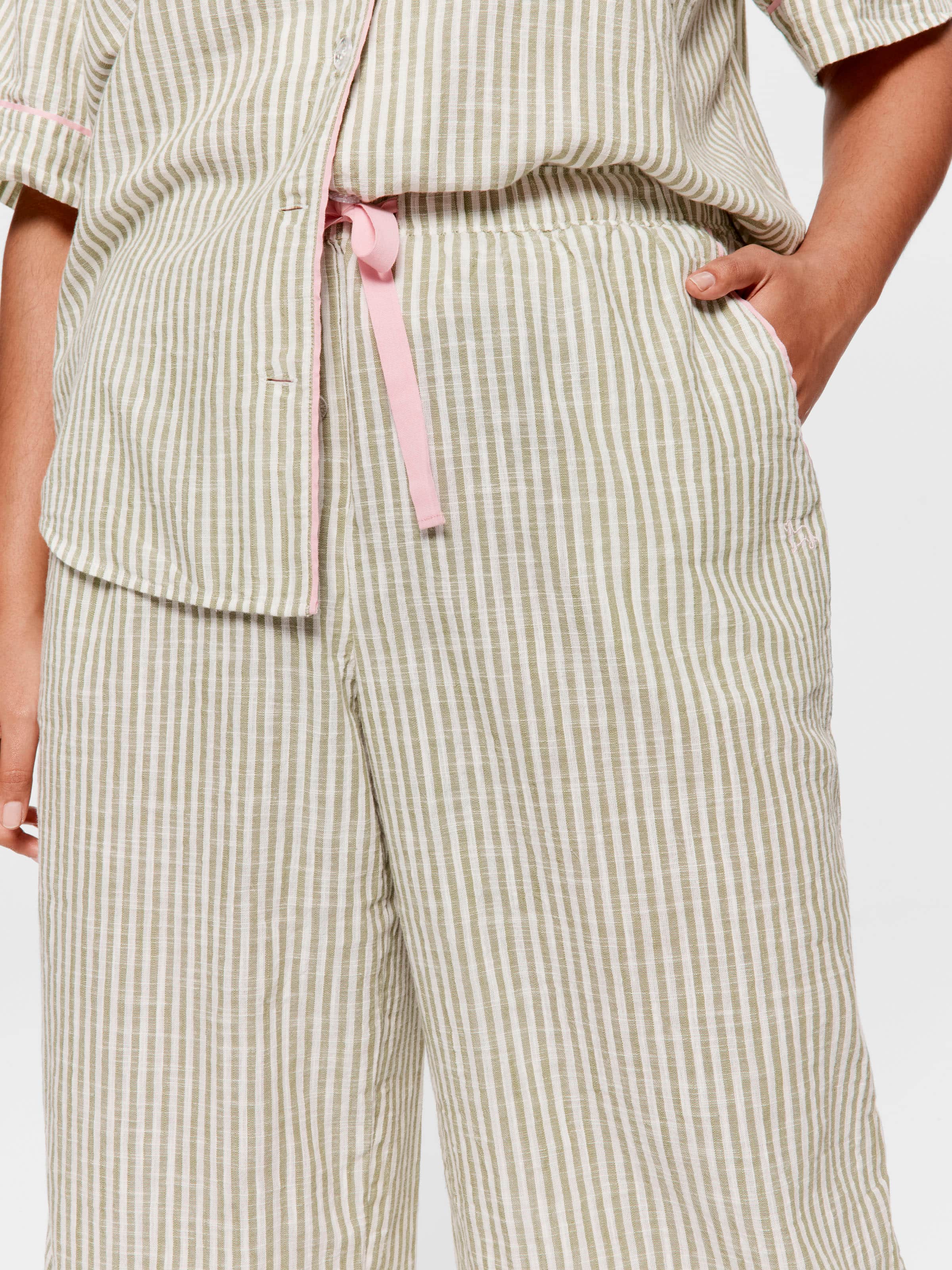 Image for P.A. Plus Sage Stripe Cotton 3/4 Pj Bottom from Peter Alexander