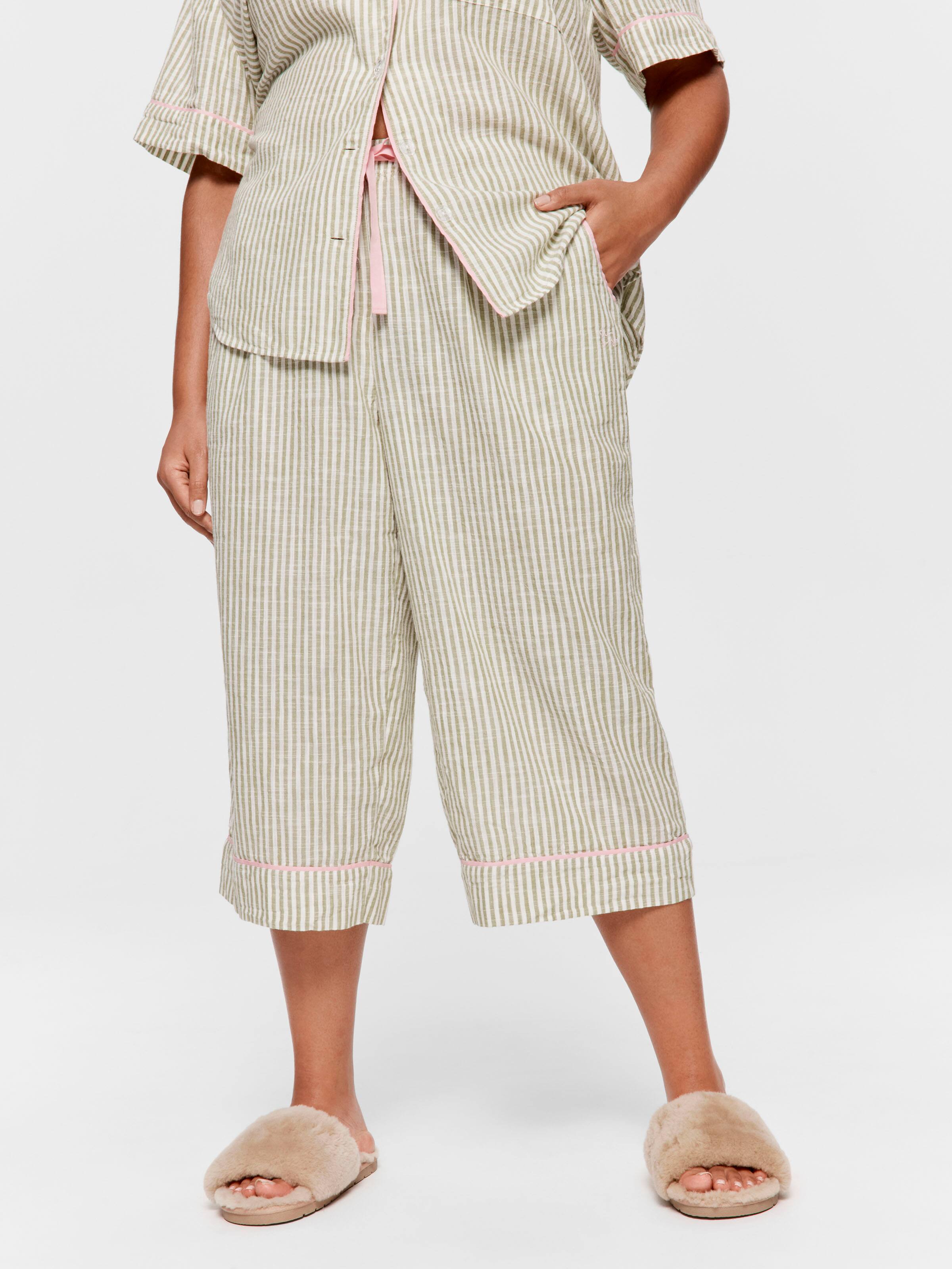 Image for P.A. Plus Sage Stripe Cotton 3/4 Pj Bottom from Peter Alexander