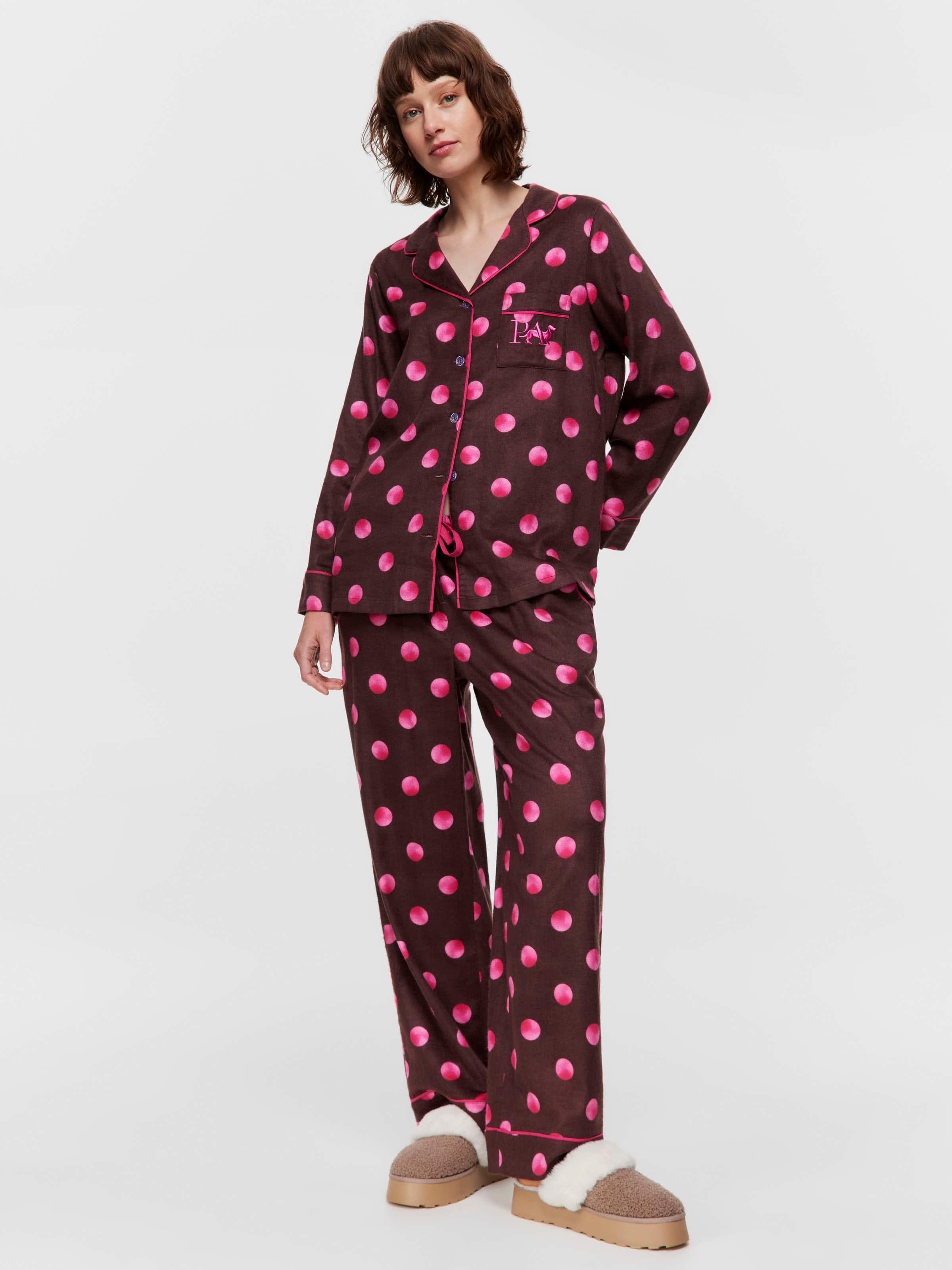 Pink Spot Bamboo Flannelette Pj Set