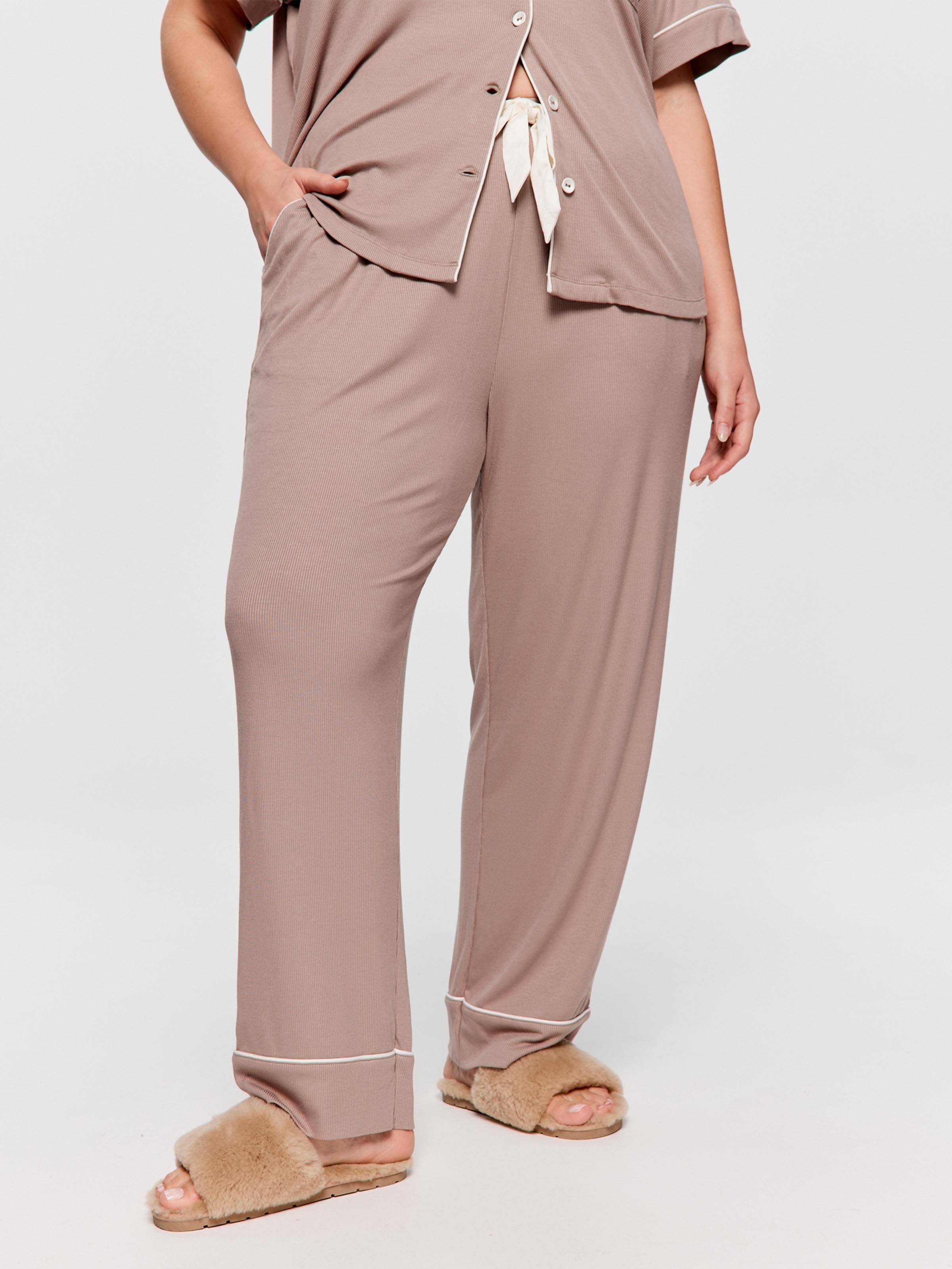 P.A. Plus Stone Bamboo Rib Straight Leg Pj Pant
