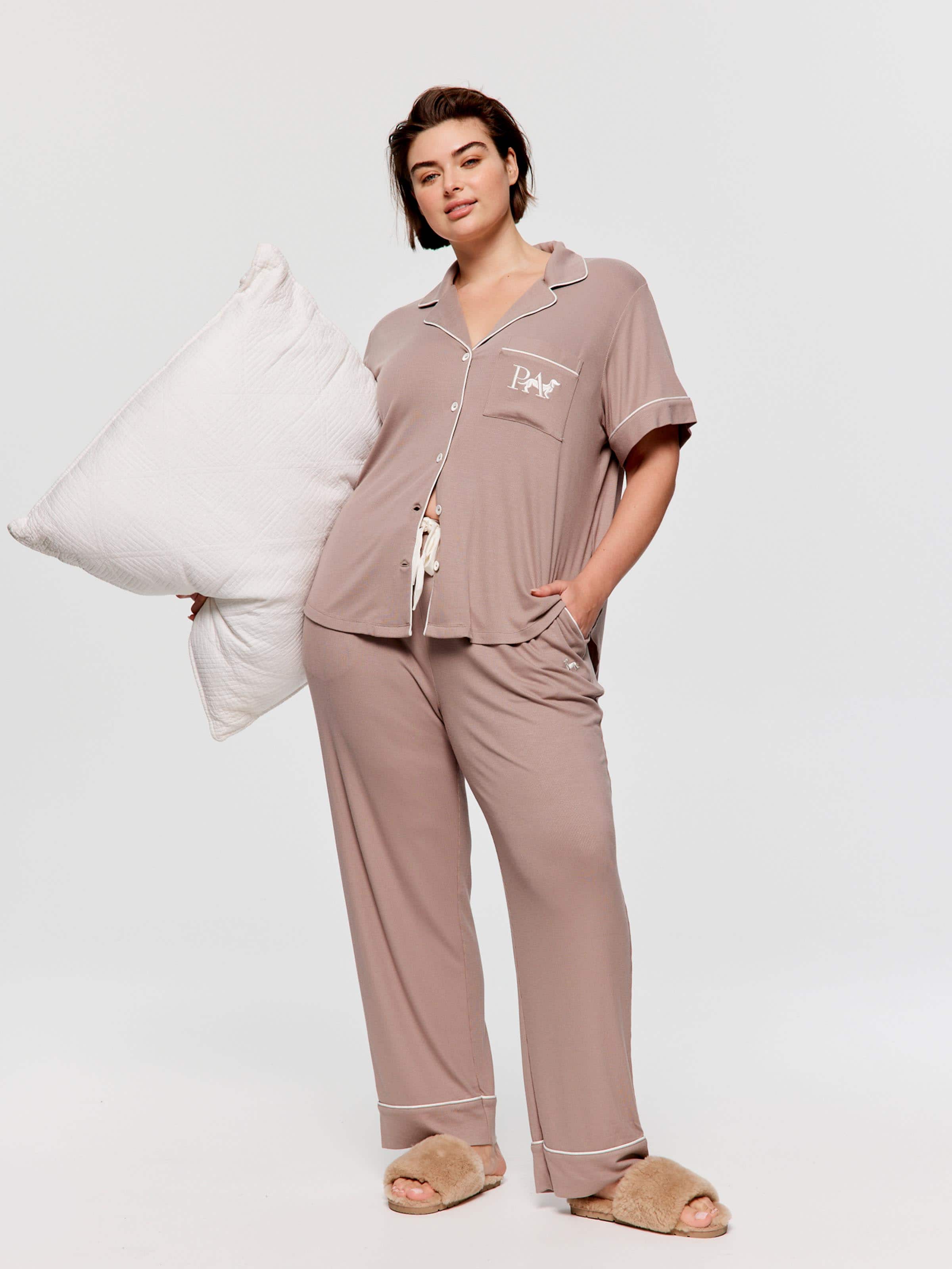 P.A. Plus Stone Bamboo Rib Straight Leg Pj Pant