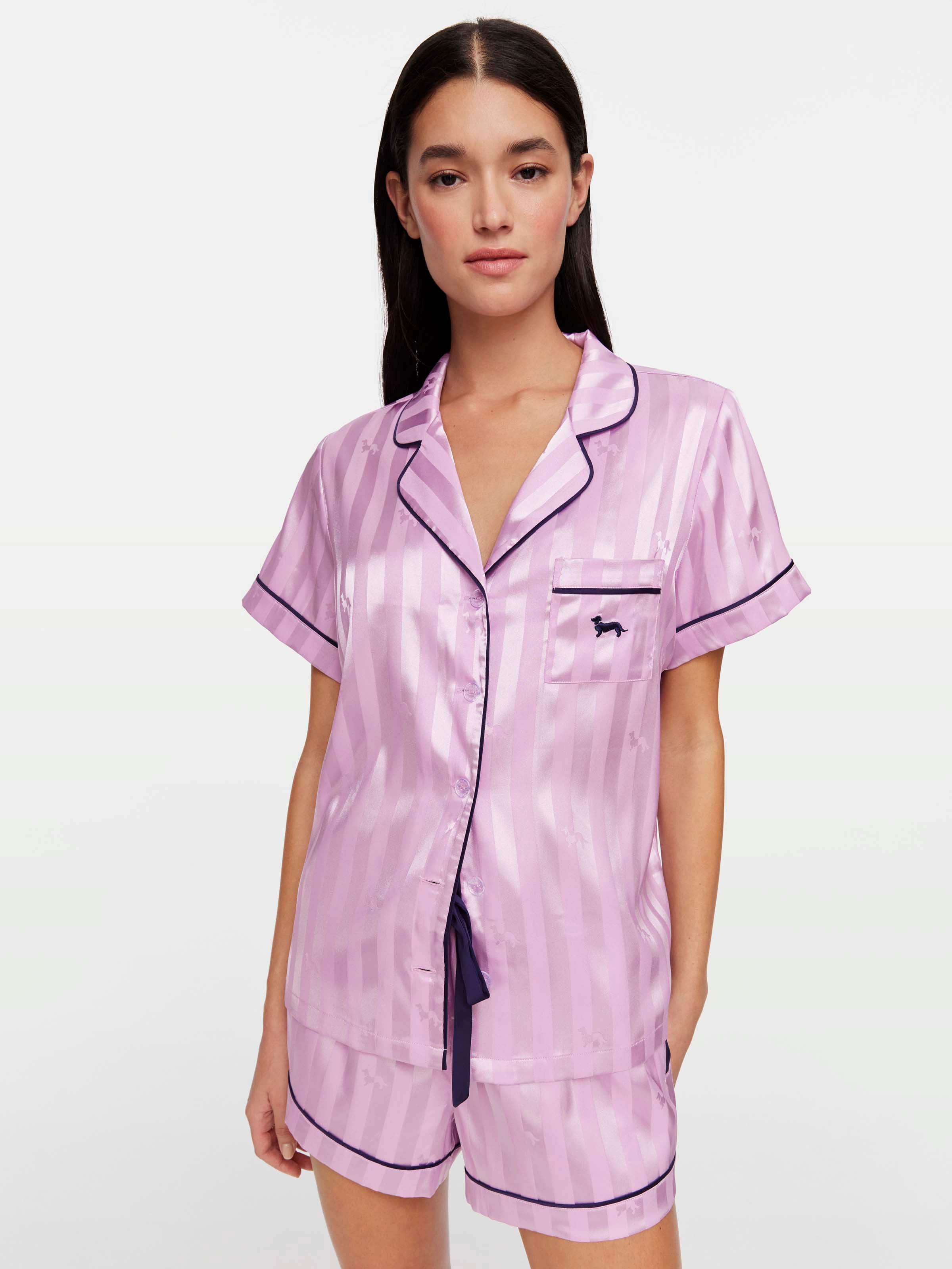 Lilac Penny Chic Satin Stripe Pj Set