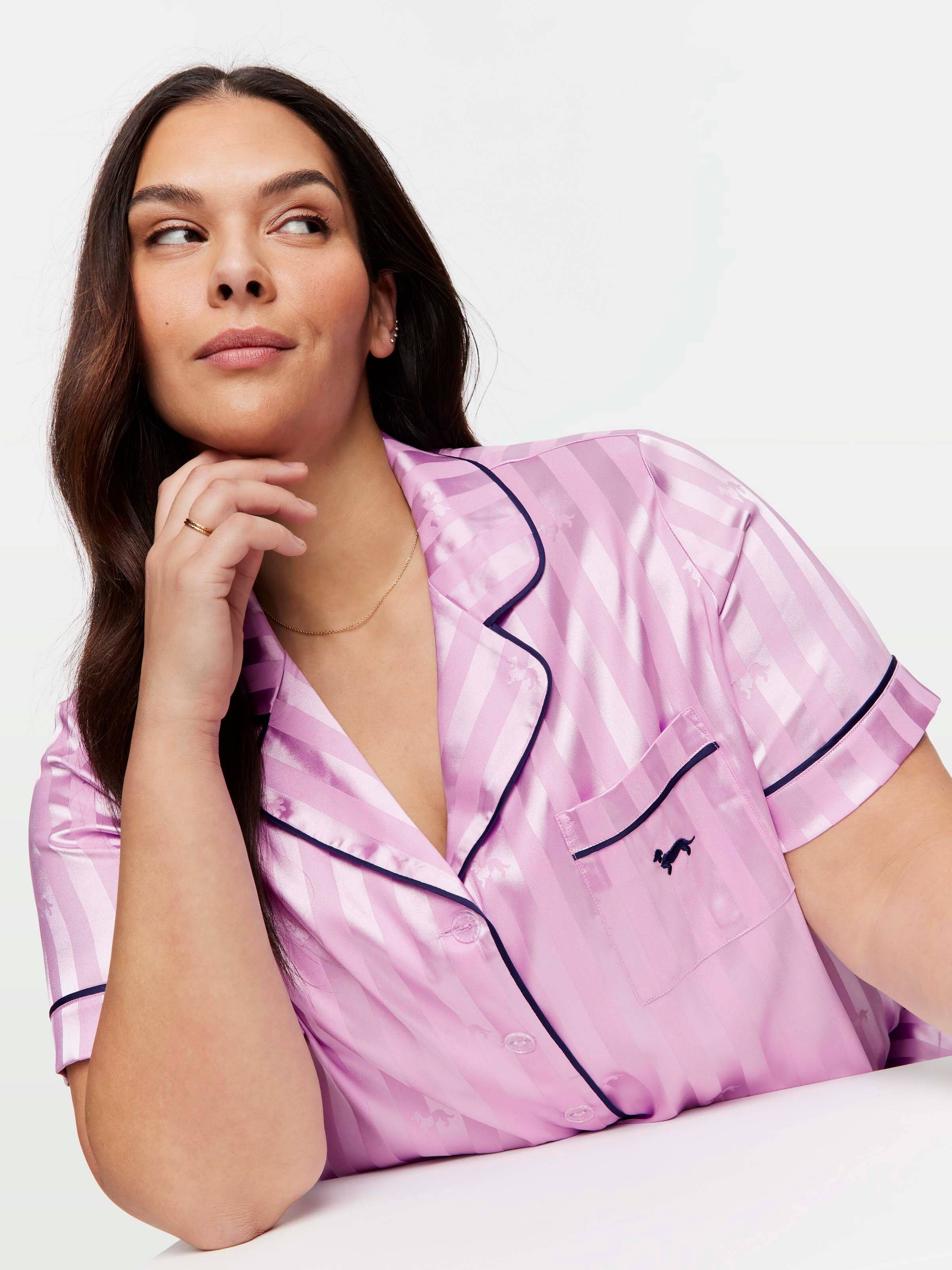 P.A. Plus Lilac Penny Chic Satin Stripe Pj Set