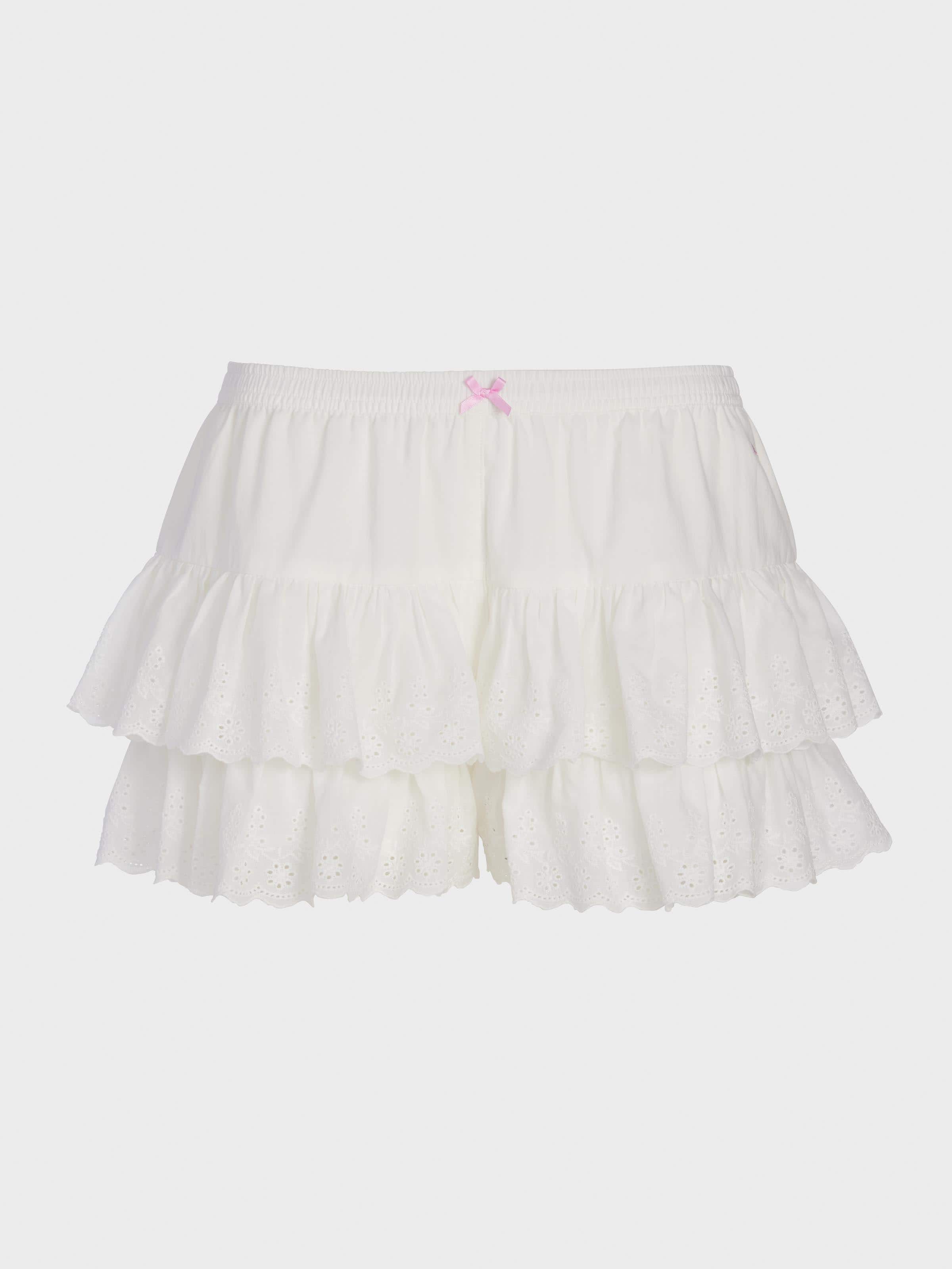 Image for White Broderie Cotton Mini Short from Peter Alexander