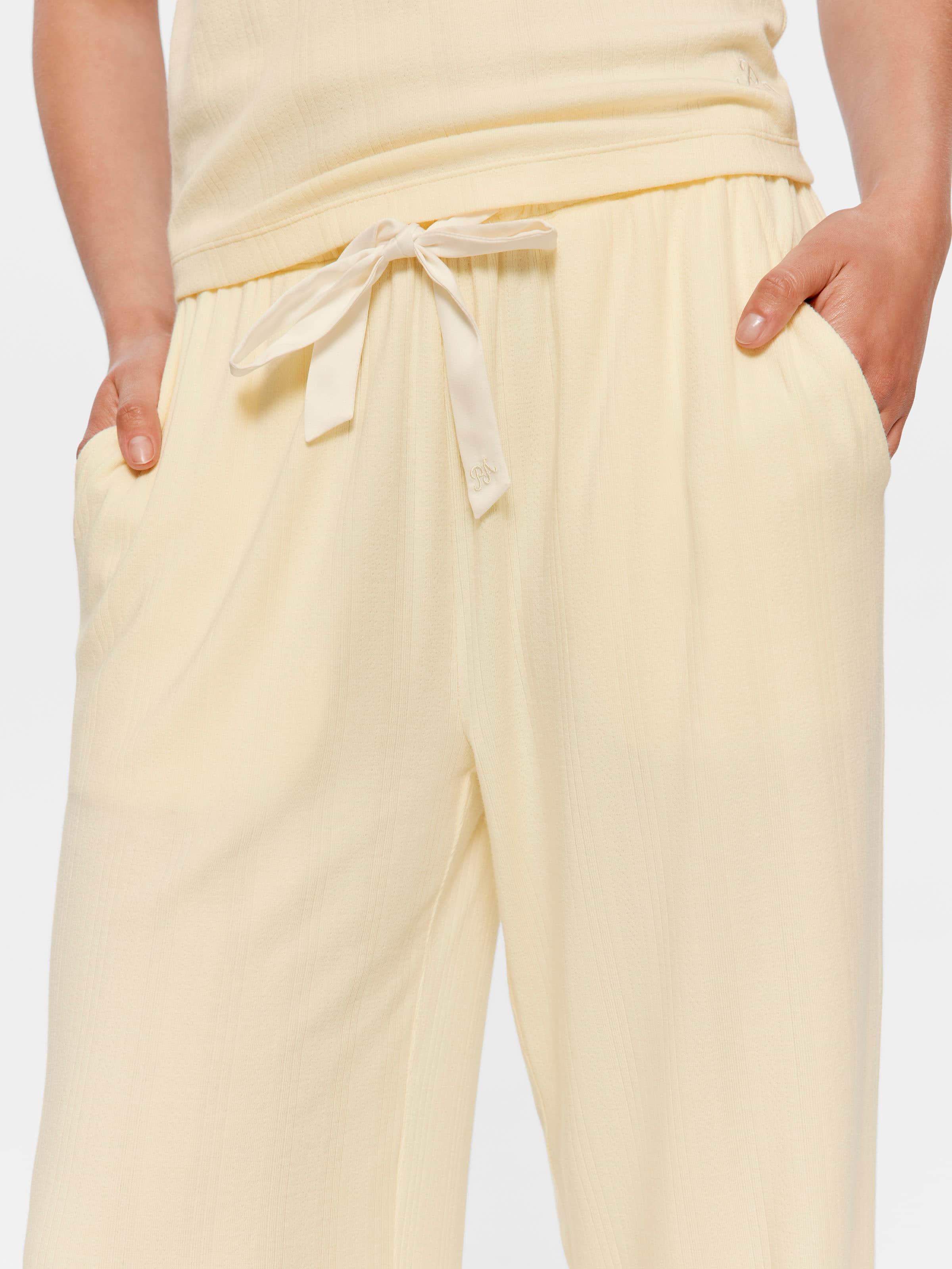 Butter Yellow Pointelle Wide Leg Pj Bottom