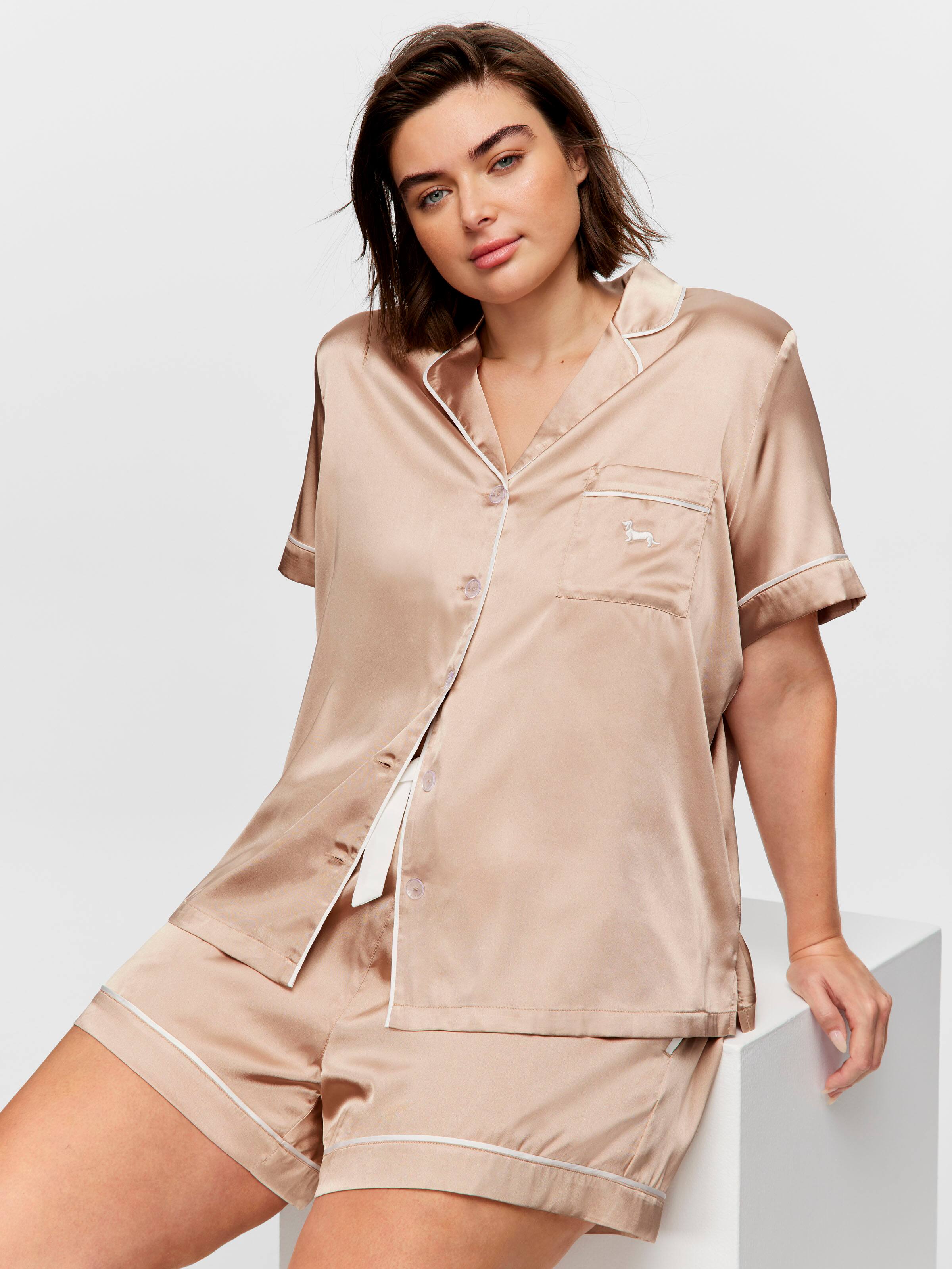 P.A. Plus Gold Chic Satin Pj Set