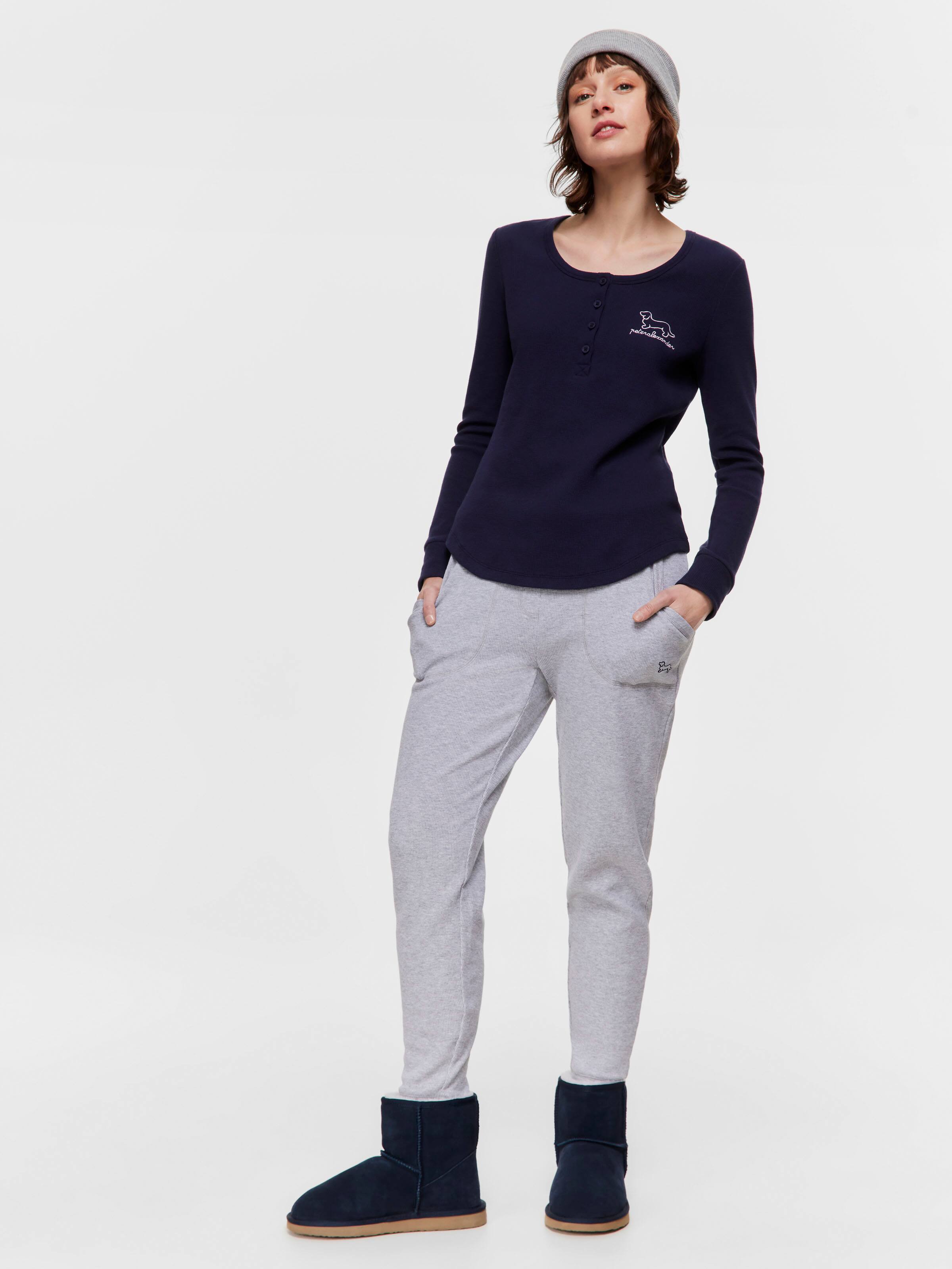 Image for Navy Waffle Henley Top from Peter Alexander