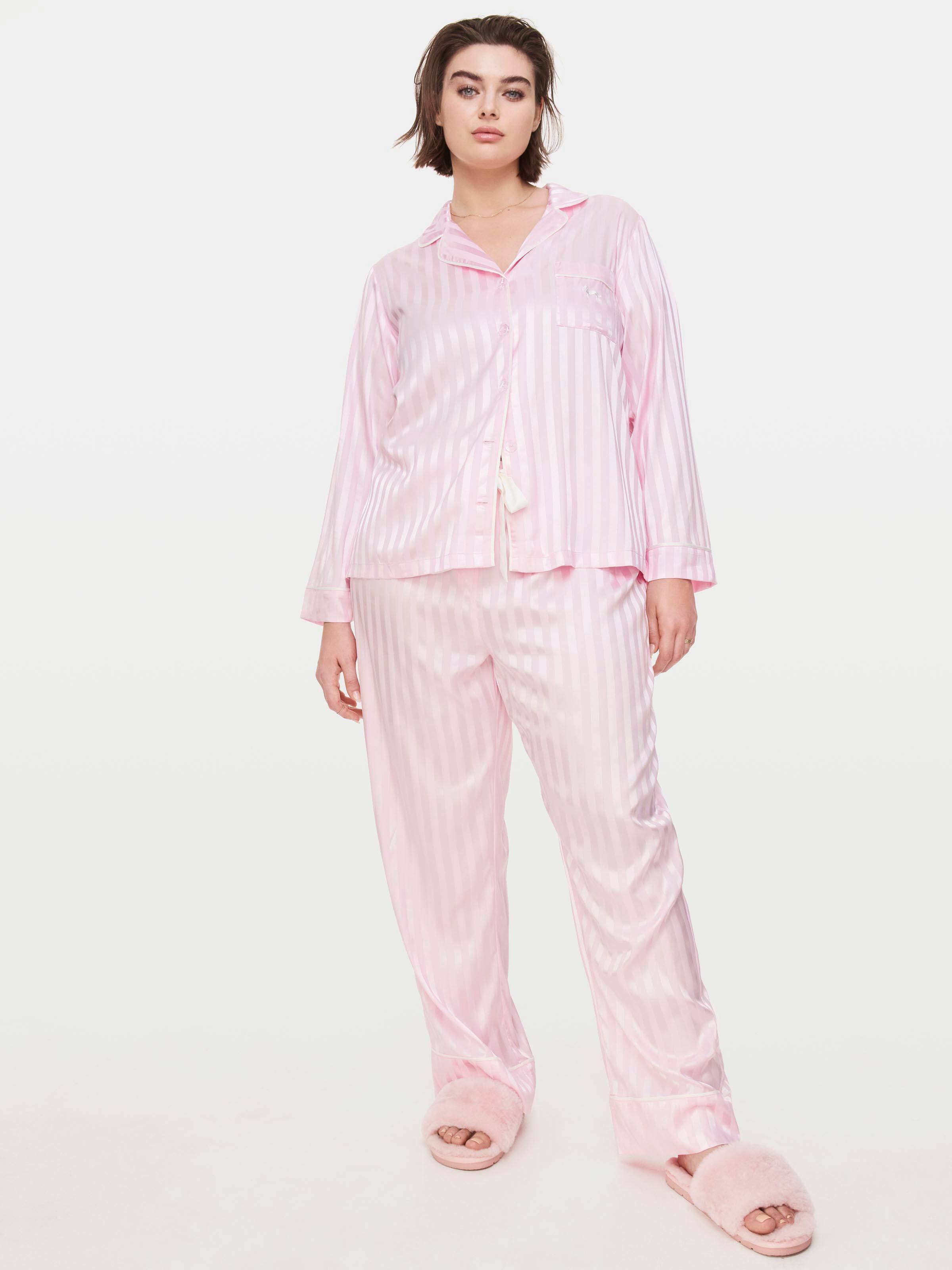 P.A. Plus Long Pink Chic Stripe Pj Set