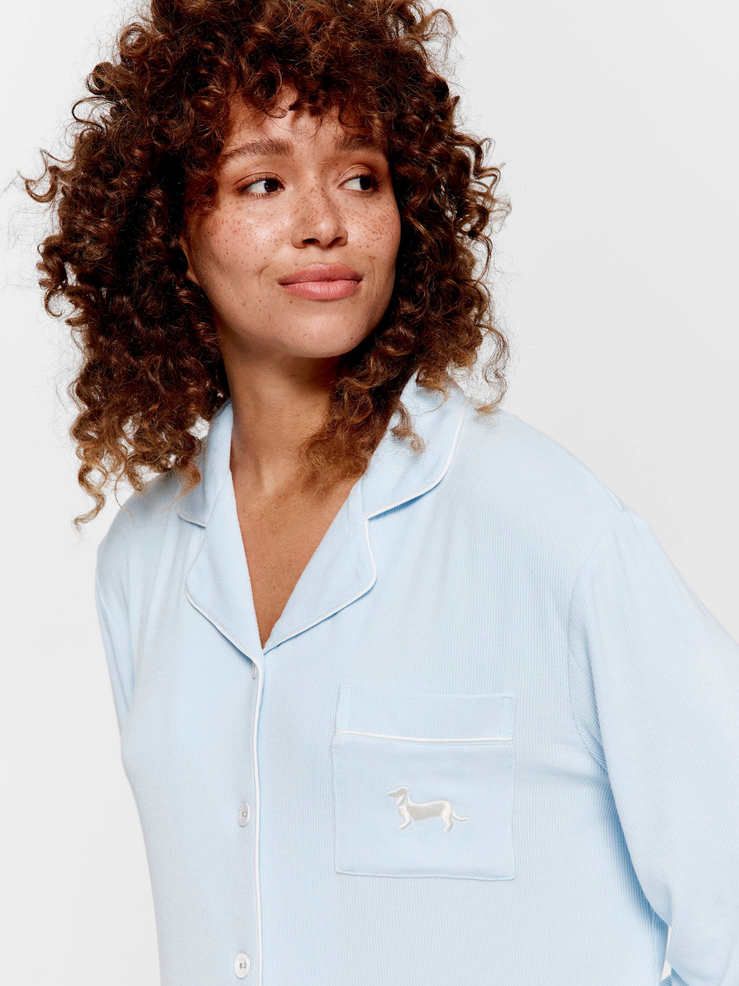 Blue Bamboo Rib Pj Set