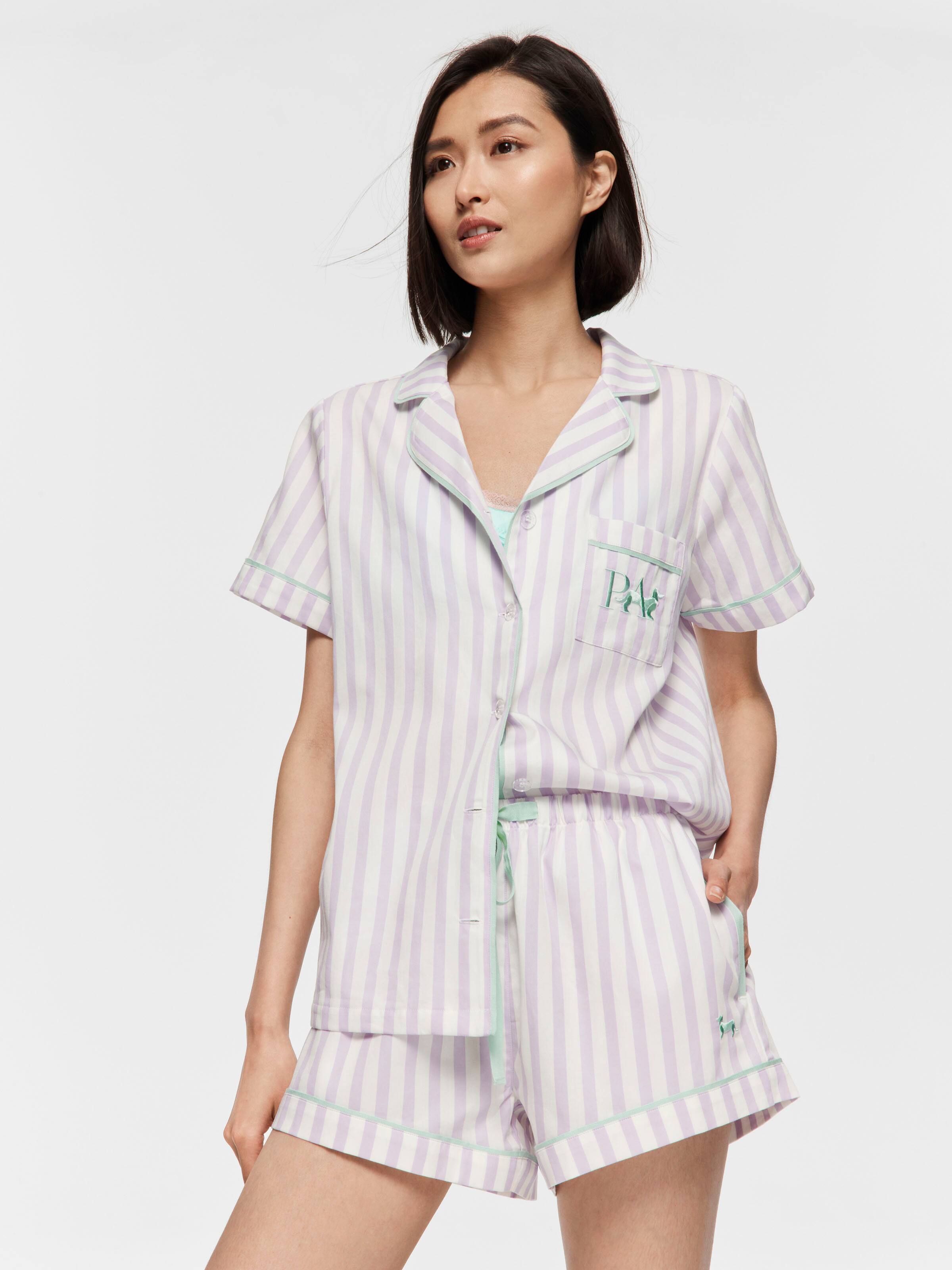 Lilac Candy Stripe Mini Short