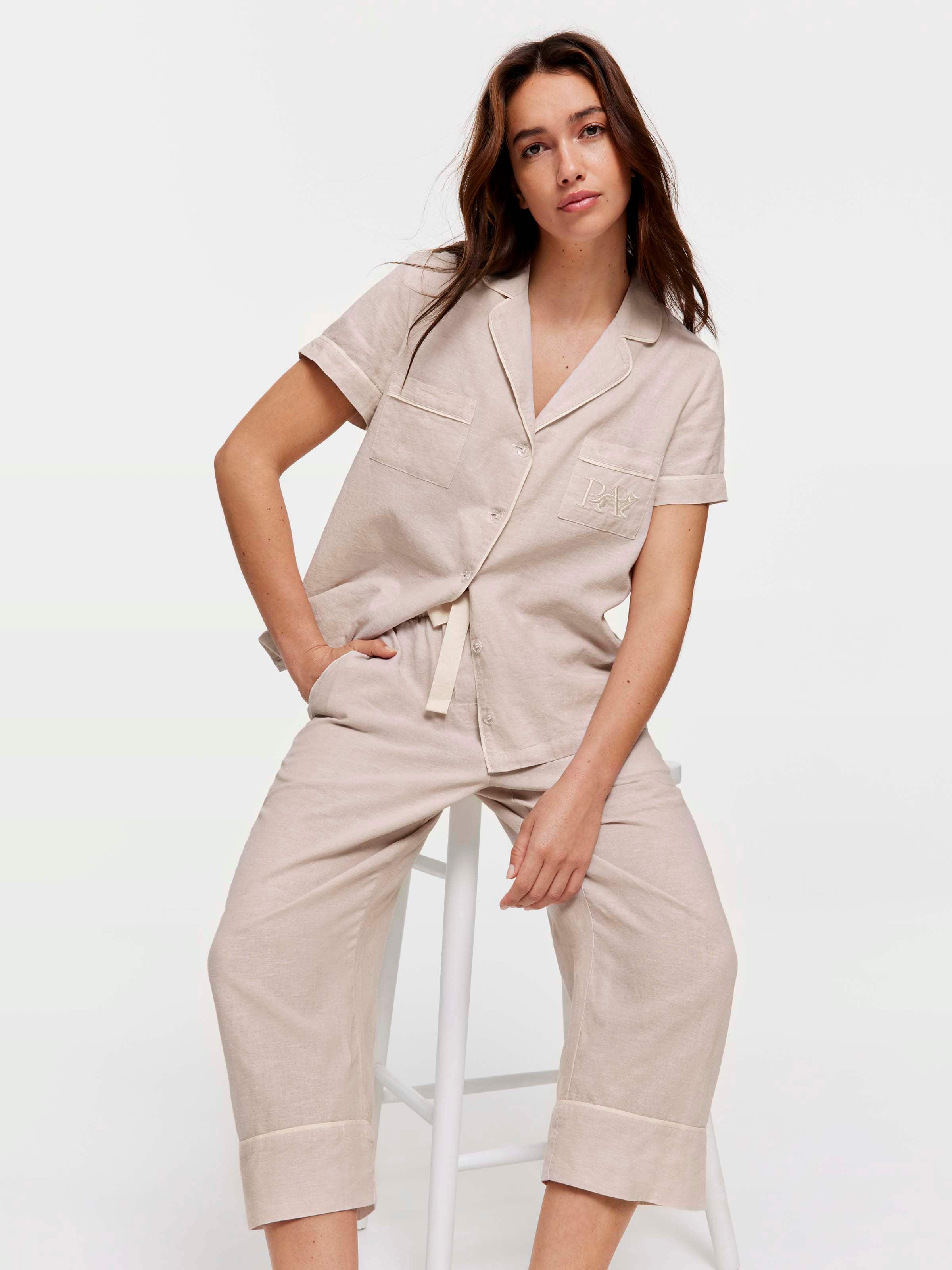 Oatmeal Cotton Linen 3/4 Pj Bottom