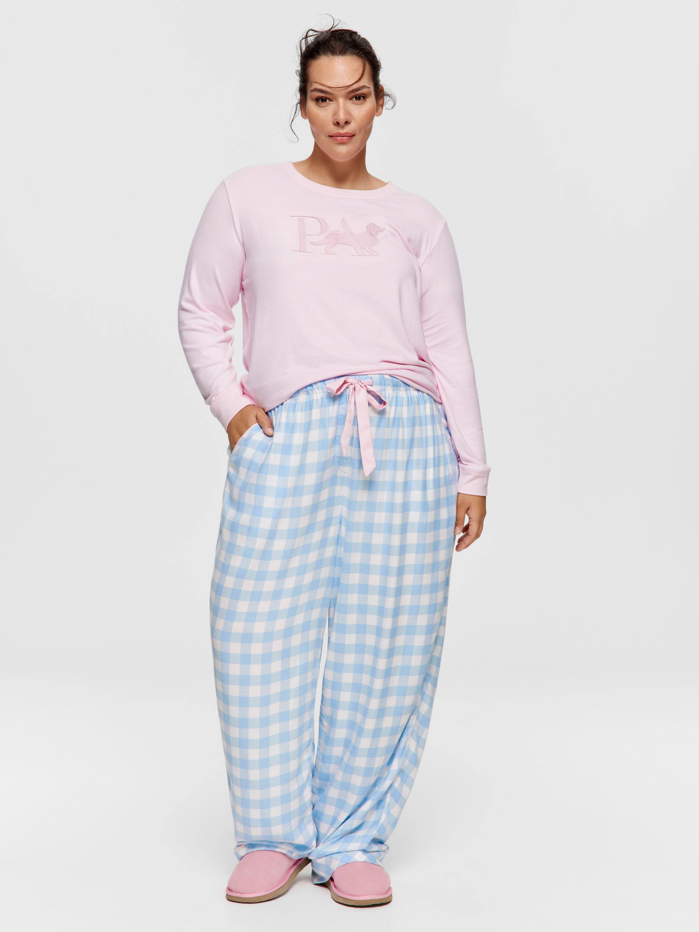 P.A. Plus Blue Gingham Flannelette Pj Bottom