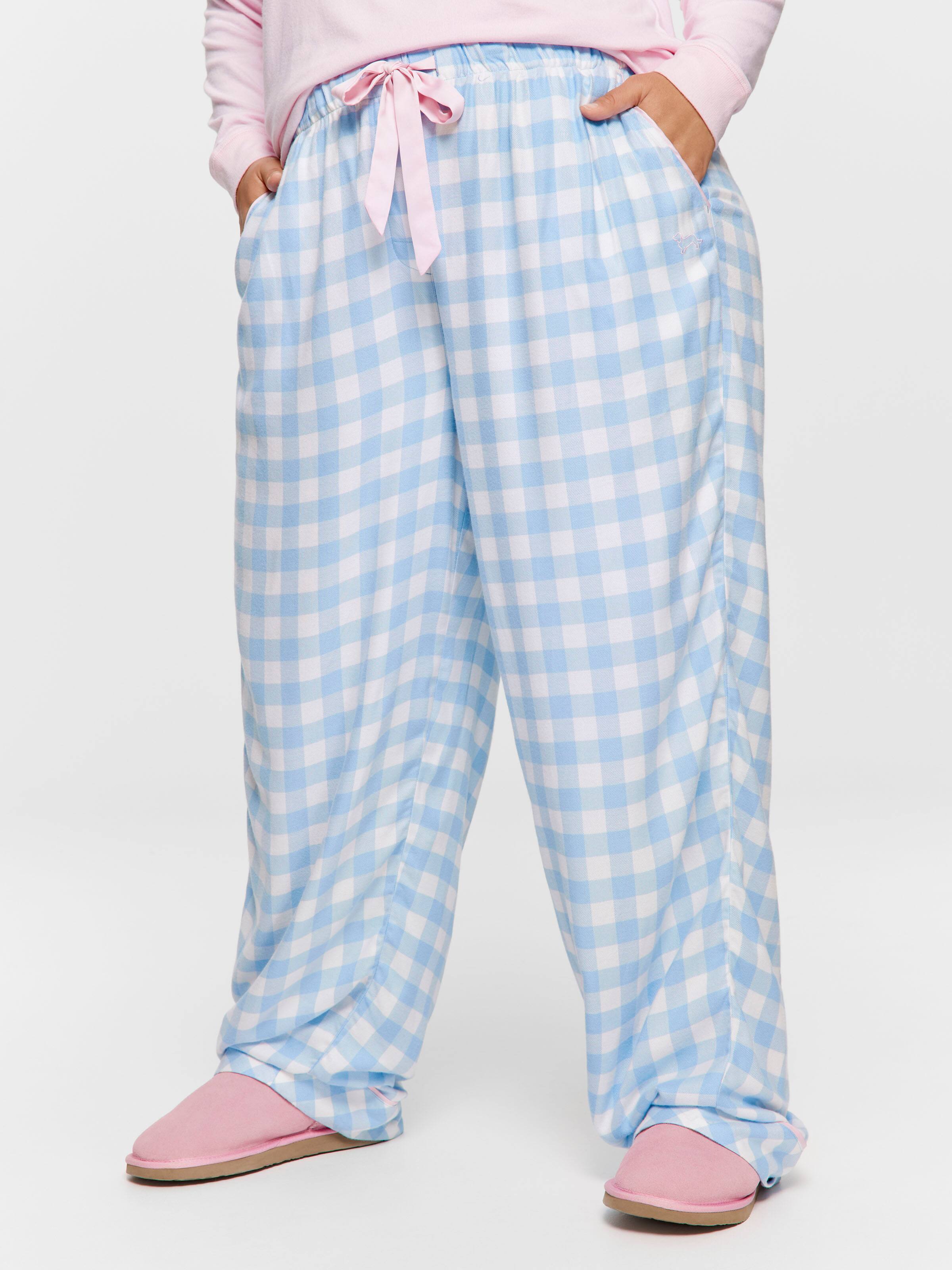 P.A. Plus Blue Gingham Flannelette Pj Bottom