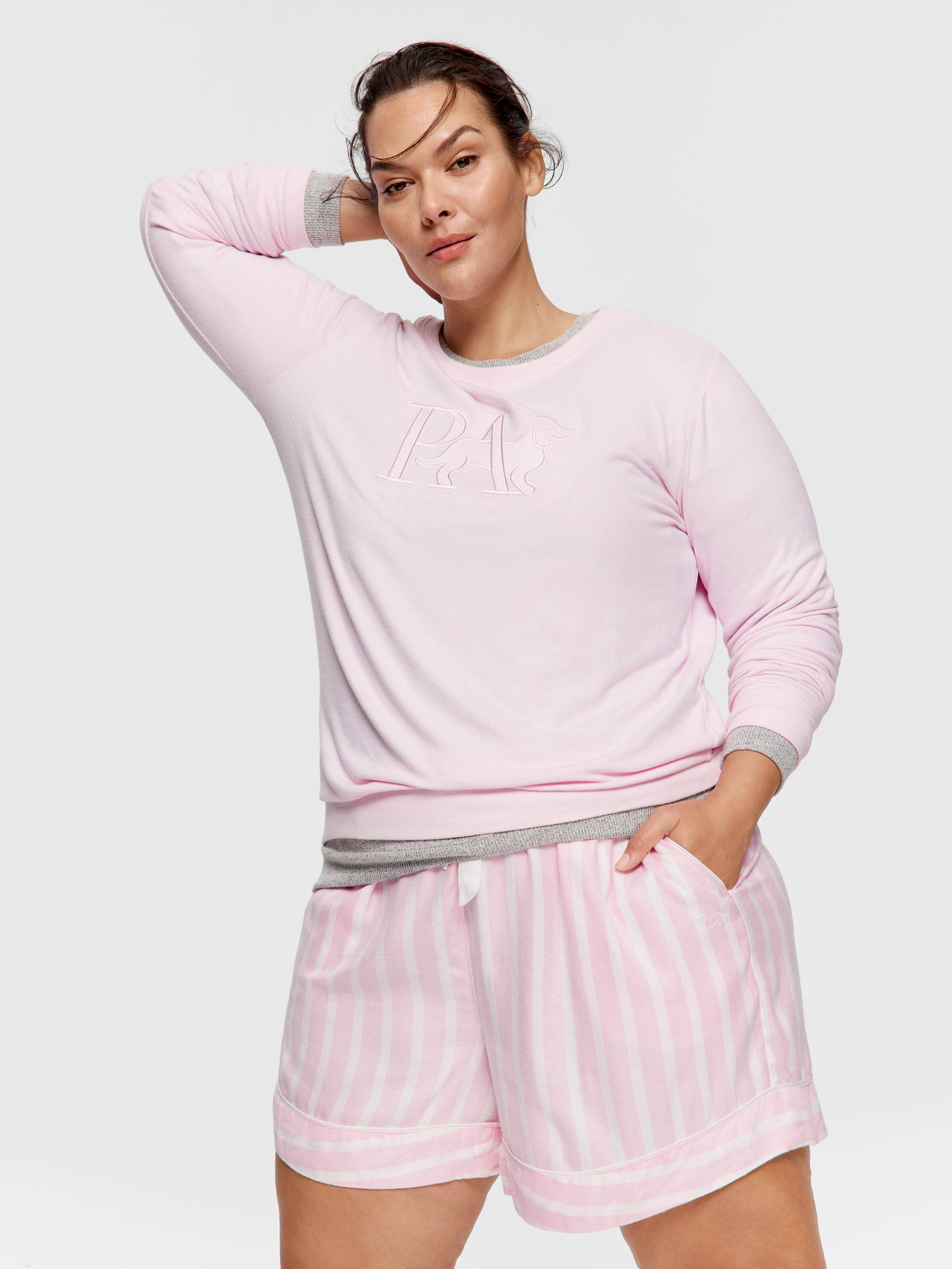 P.A. Plus Pink Stripe Flannelette Mid Short