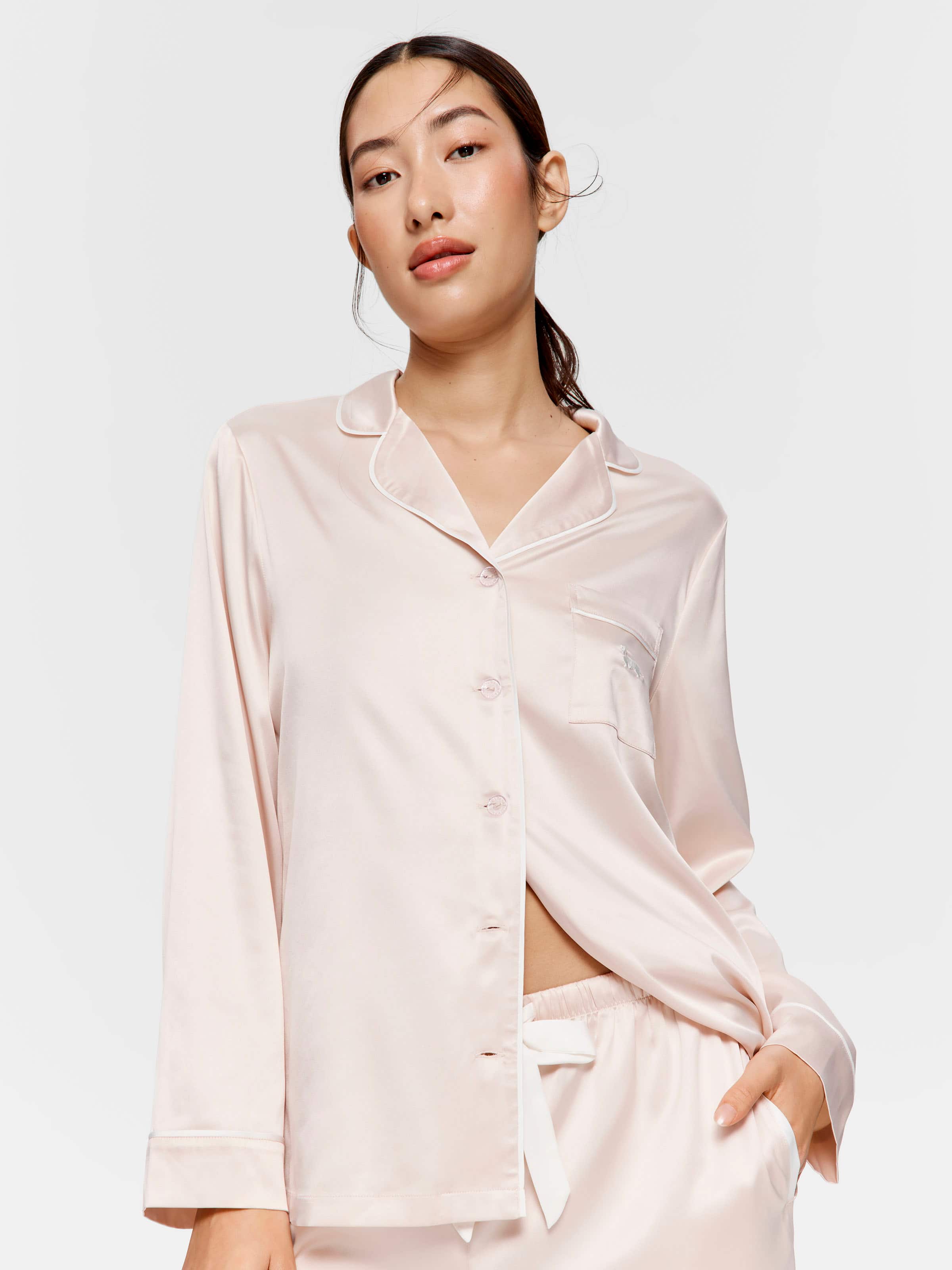 Image for Long Nude Chic Satin Pj Set from Peter Alexander
