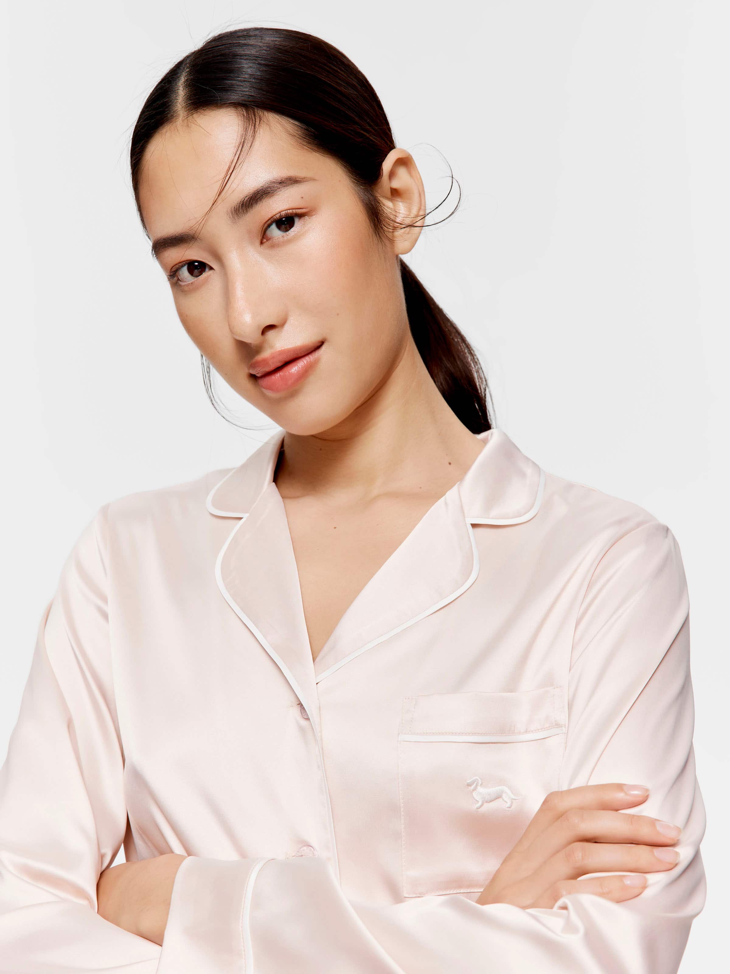 Image for Long Nude Chic Satin Pj Set from Peter Alexander