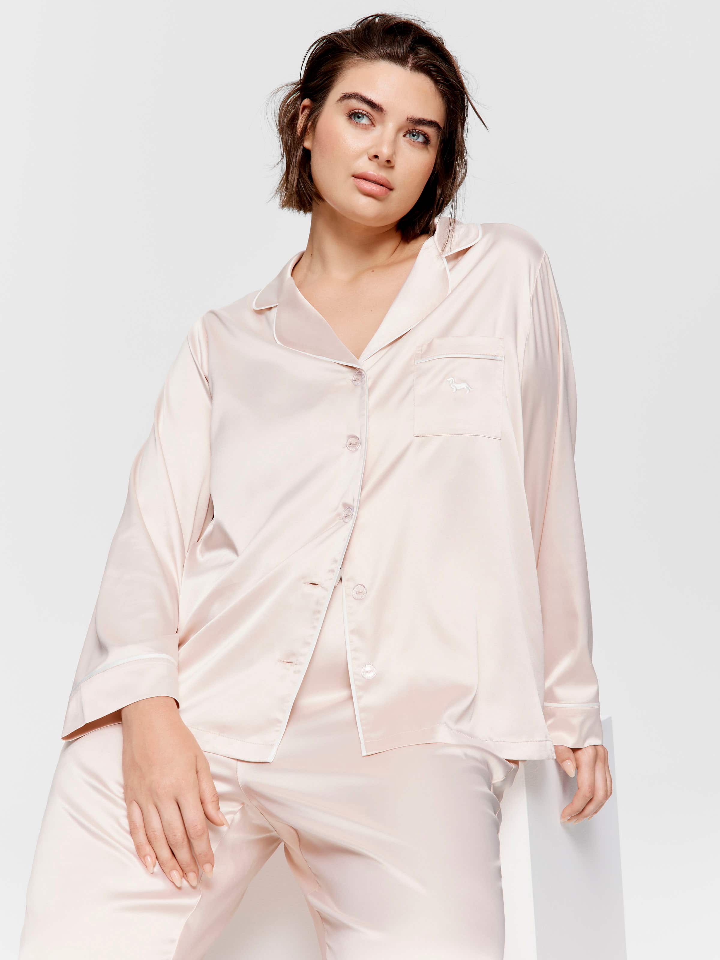 Image for P.A. Plus Long Nude Chic Satin Pj Set from Peter Alexander