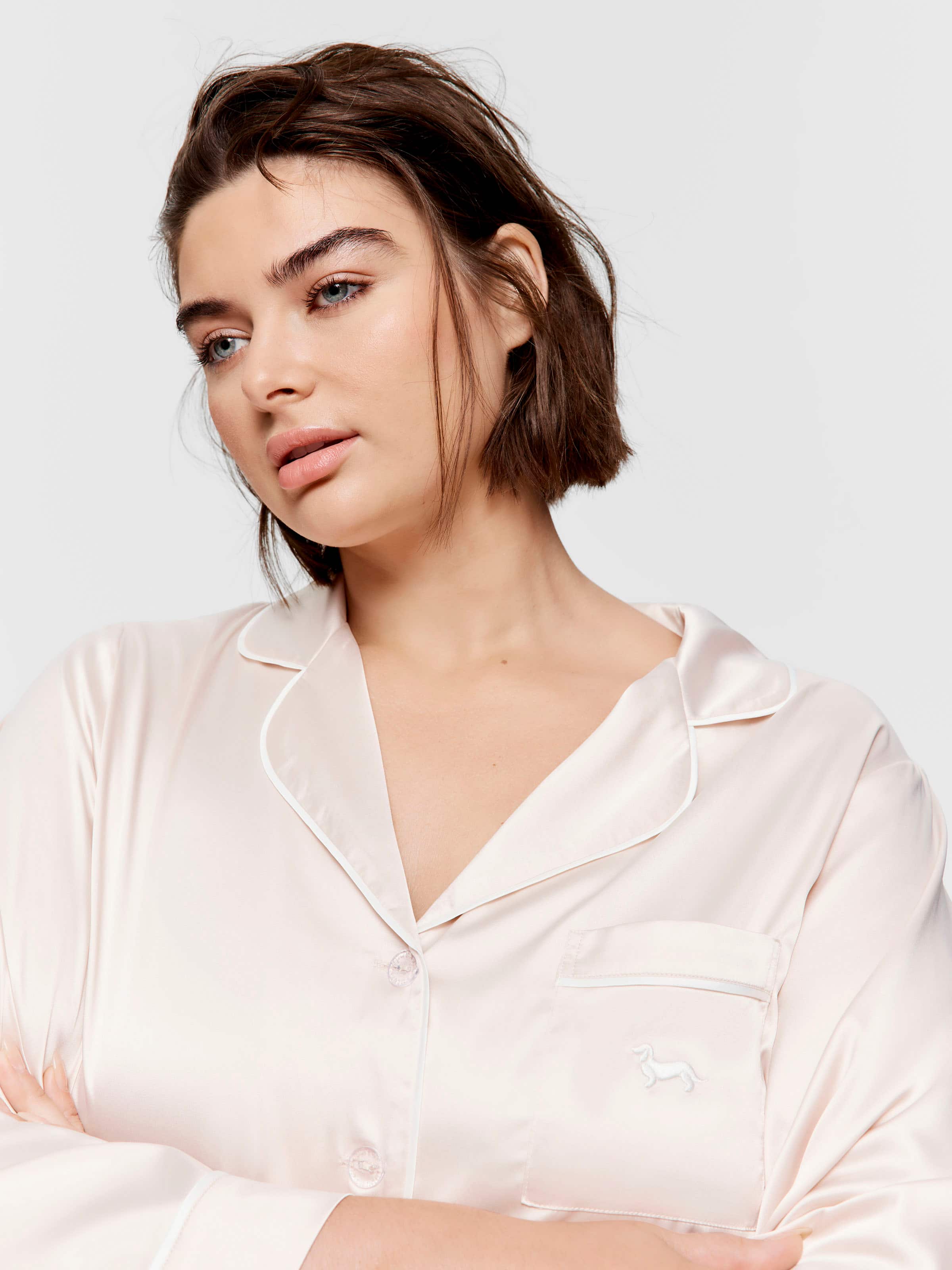 Image for P.A. Plus Long Nude Chic Satin Pj Set from Peter Alexander