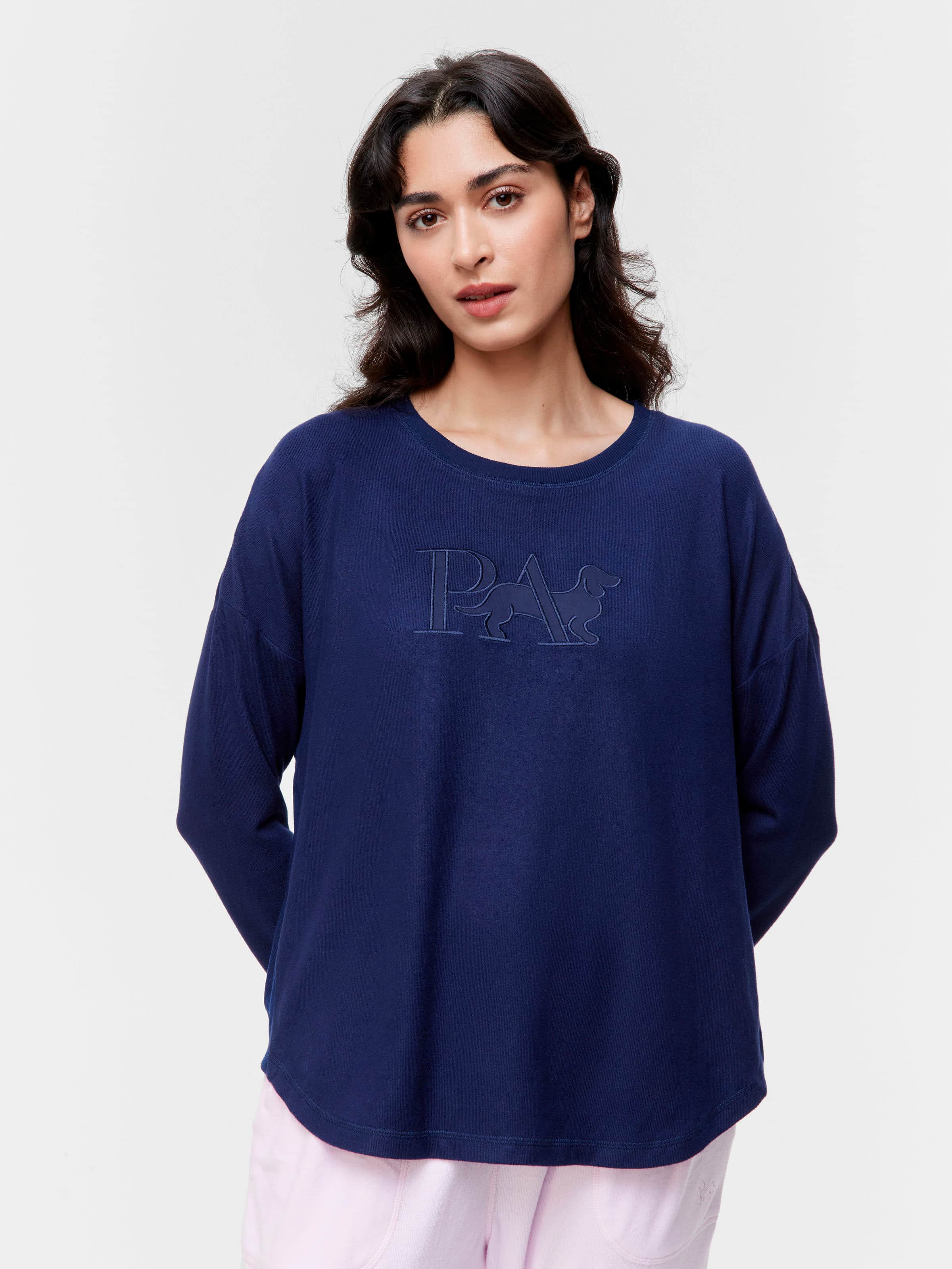 Navy Plush Sweater Top