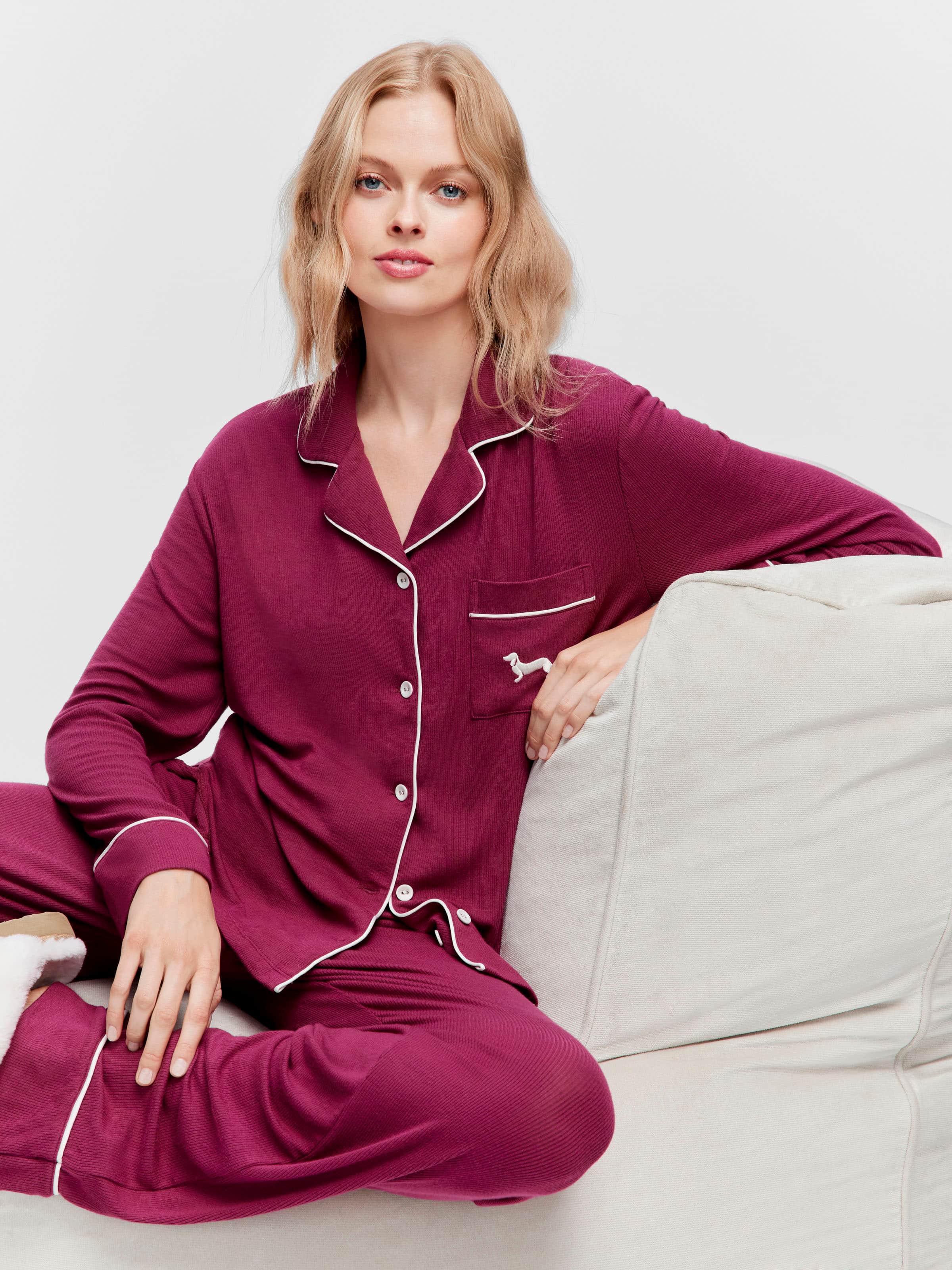 Cherry Rib Long Pj Set