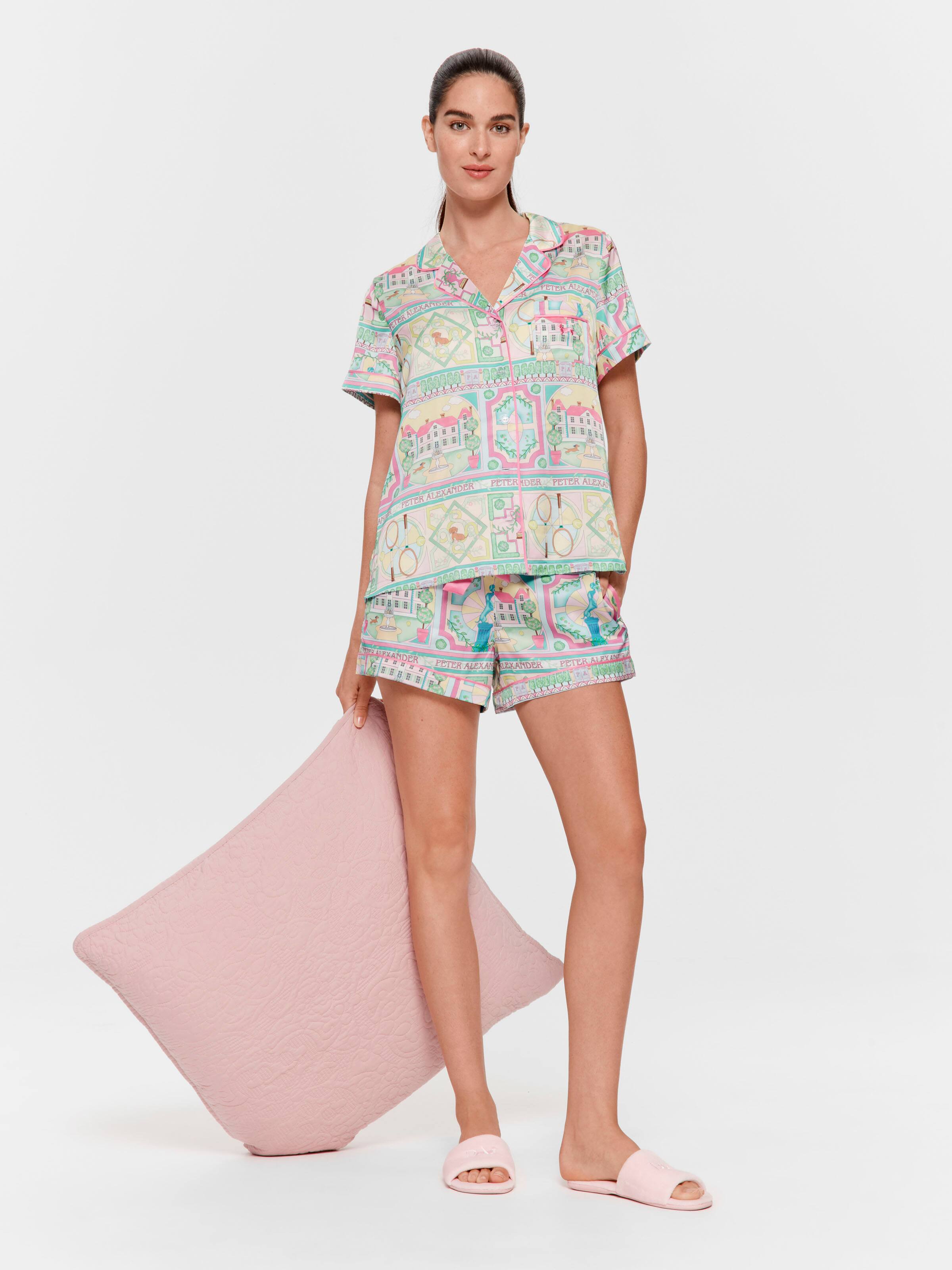 Pastel Garden Satin Shortie Pj Set