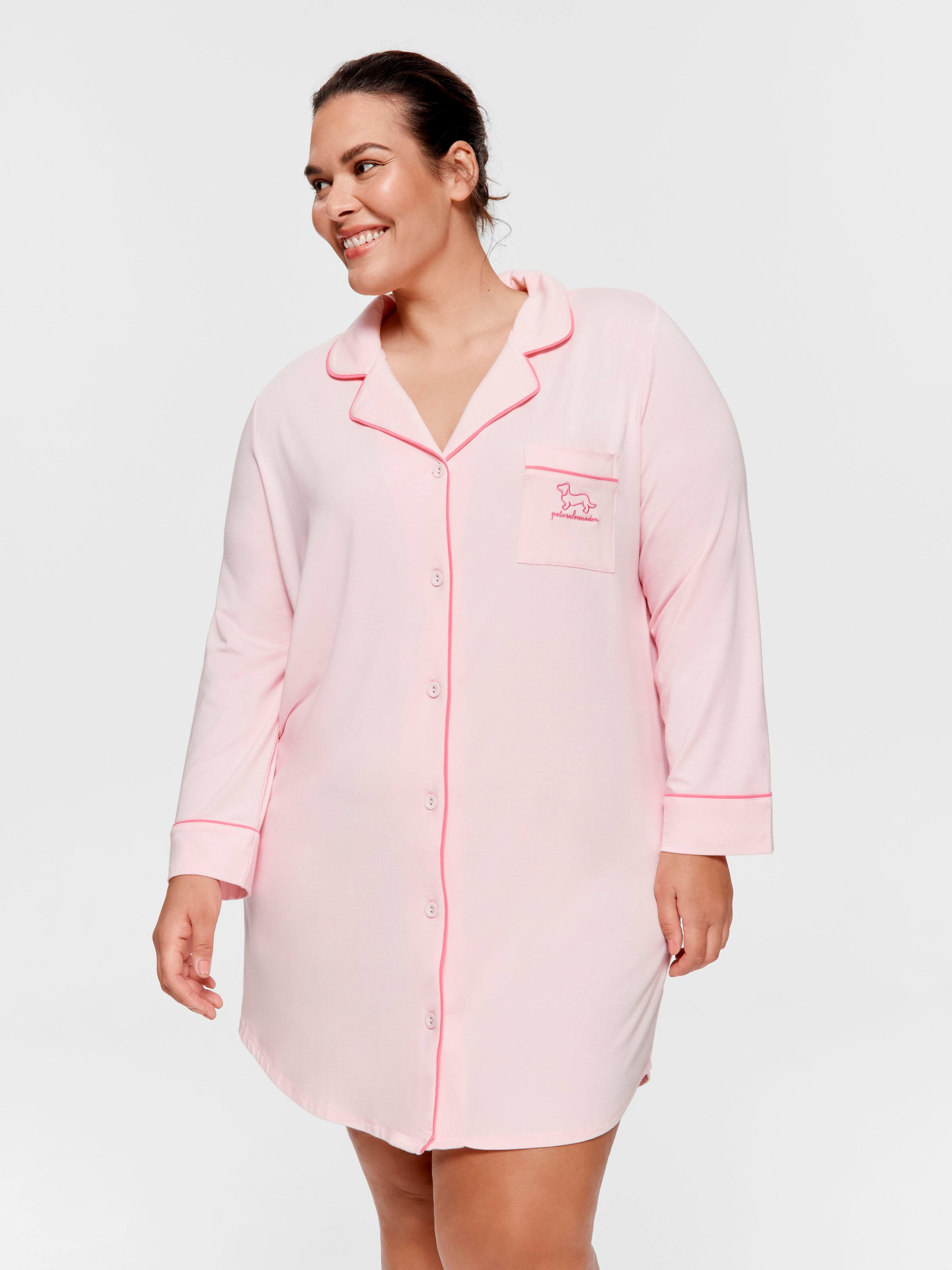 P.A. Plus Super Soft Pink Bamboo Knit Long Sleeve Nightshirt