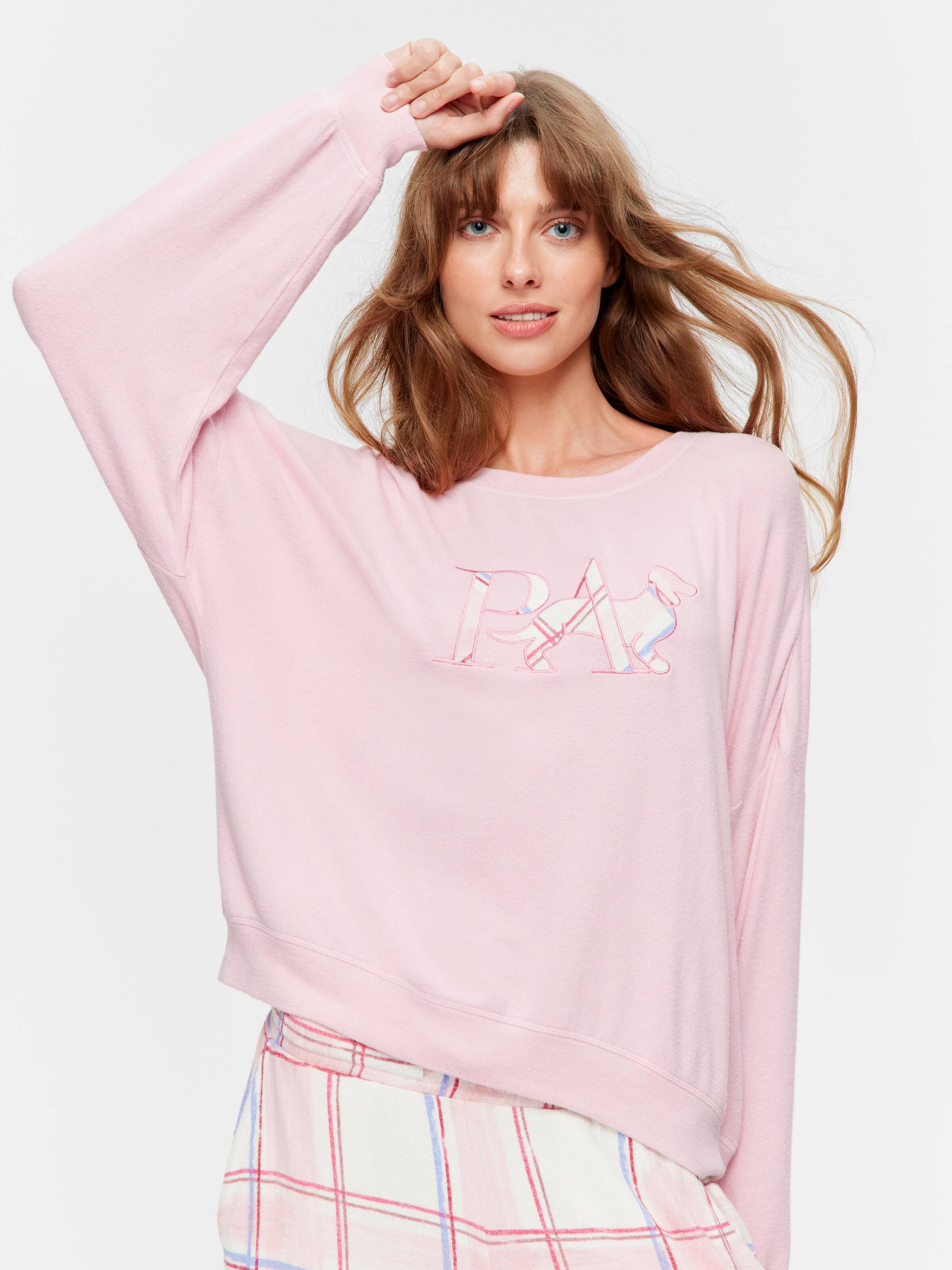 Painted Check Fuzzy Sweater